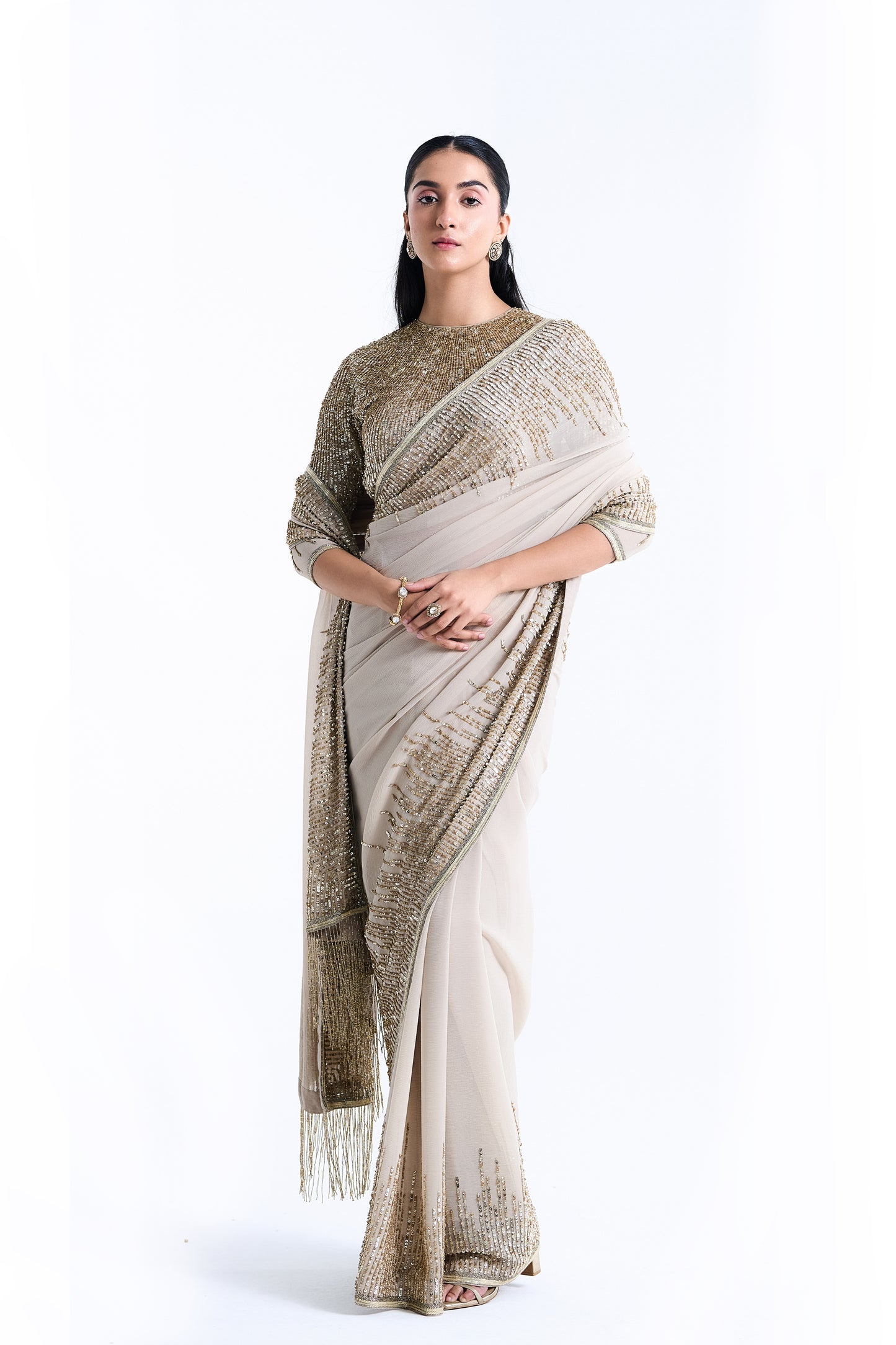 Sari Set in Up Down Sequin Embroidery