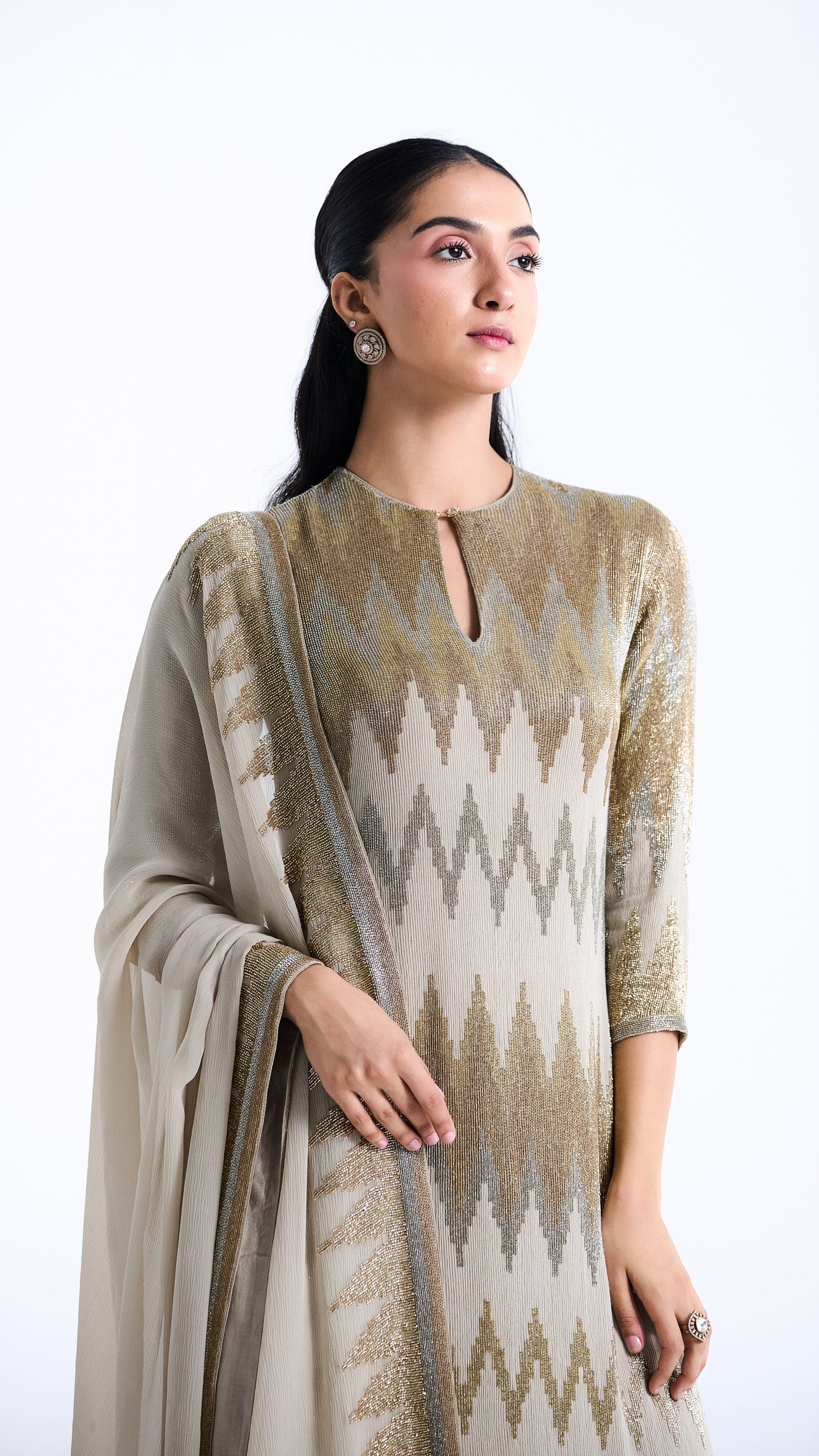 Kurta Set in Zig Zag Cutdana Embroidery