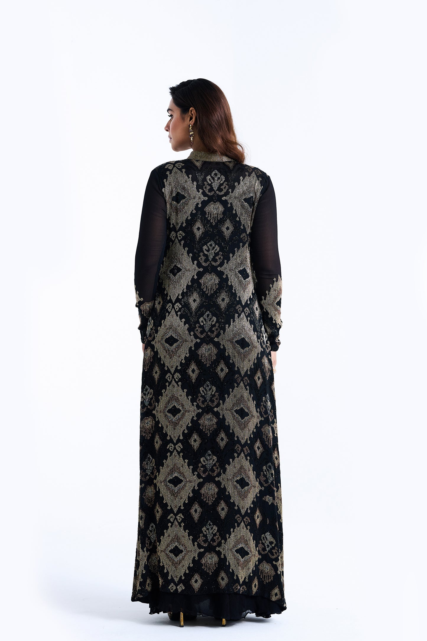 Jacket Set with Ikkat Cutdana Embroidery