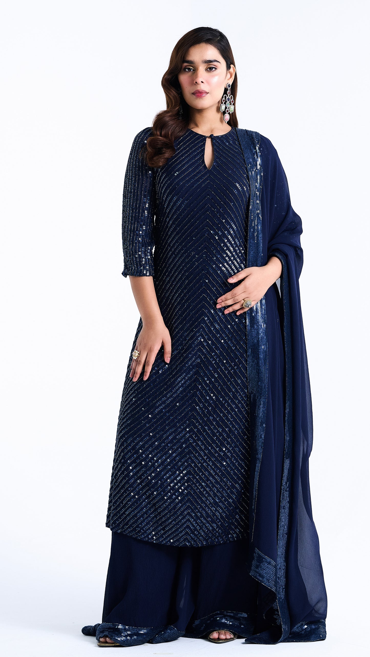 Kurta Set in Tonal Sequin Embroidery