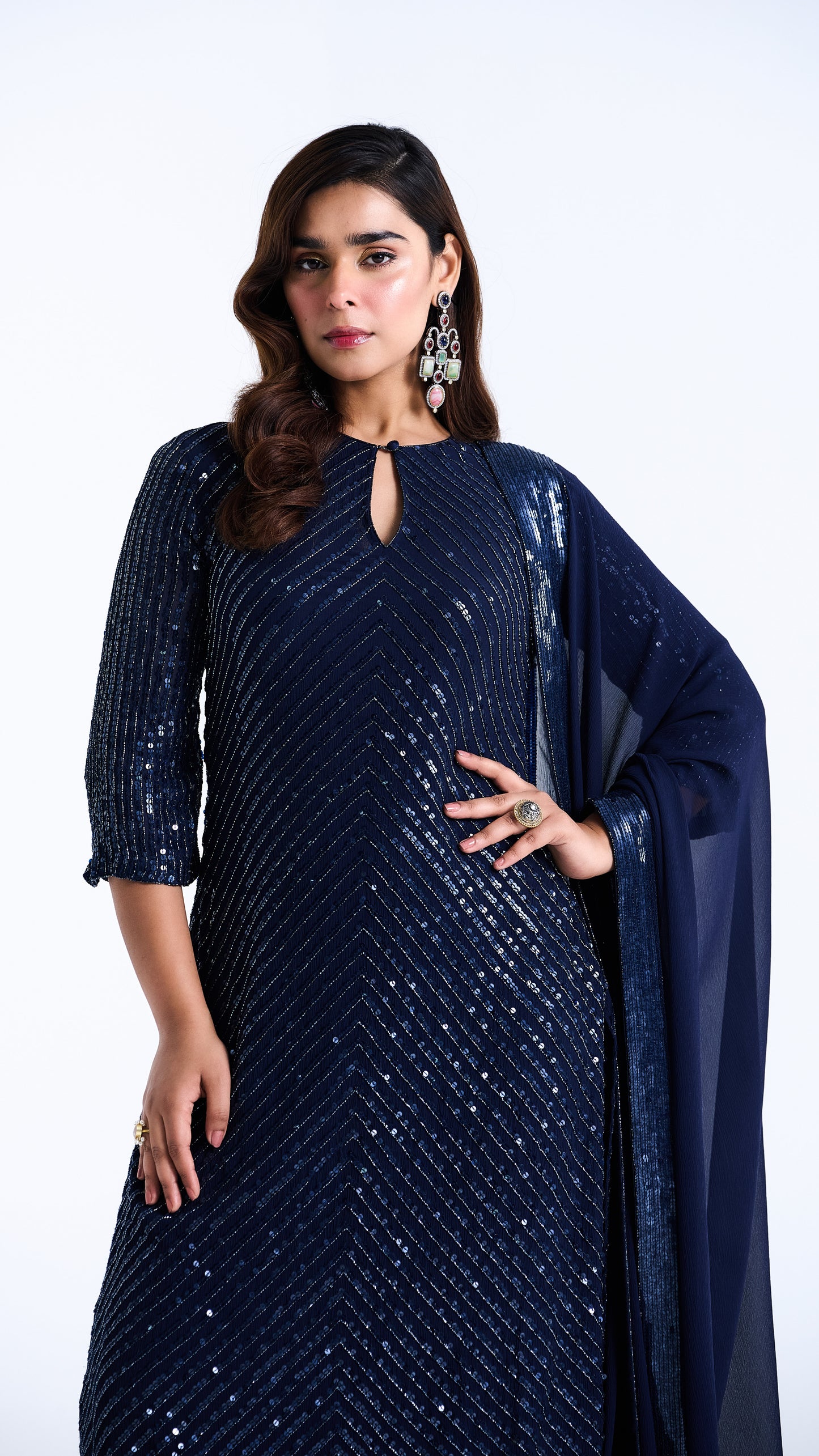 Kurta Set in Tonal Sequin Embroidery