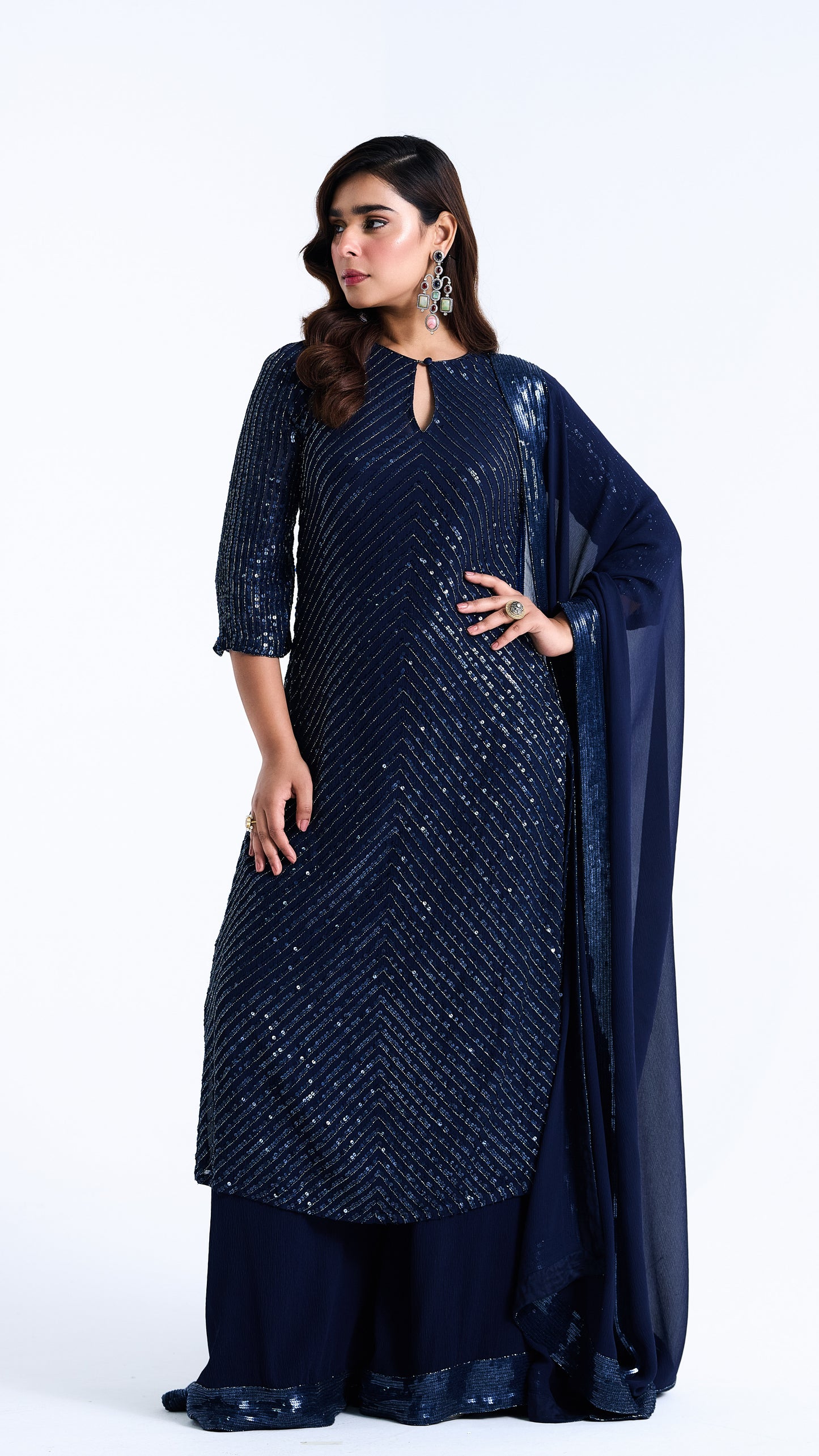 Kurta Set in Tonal Sequin Embroidery