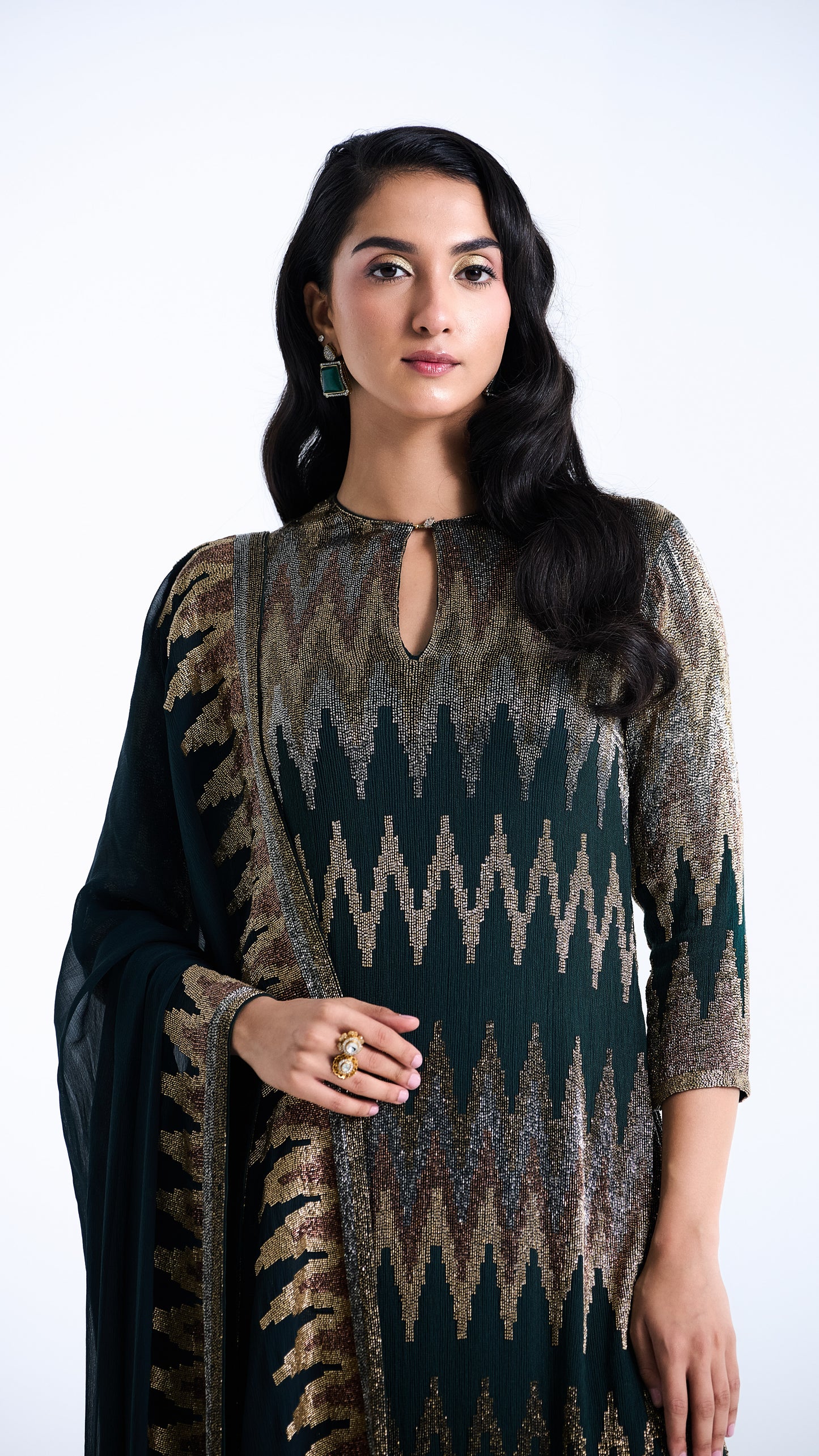 Kurta Set in Zig Zag Cutdana Embroidery