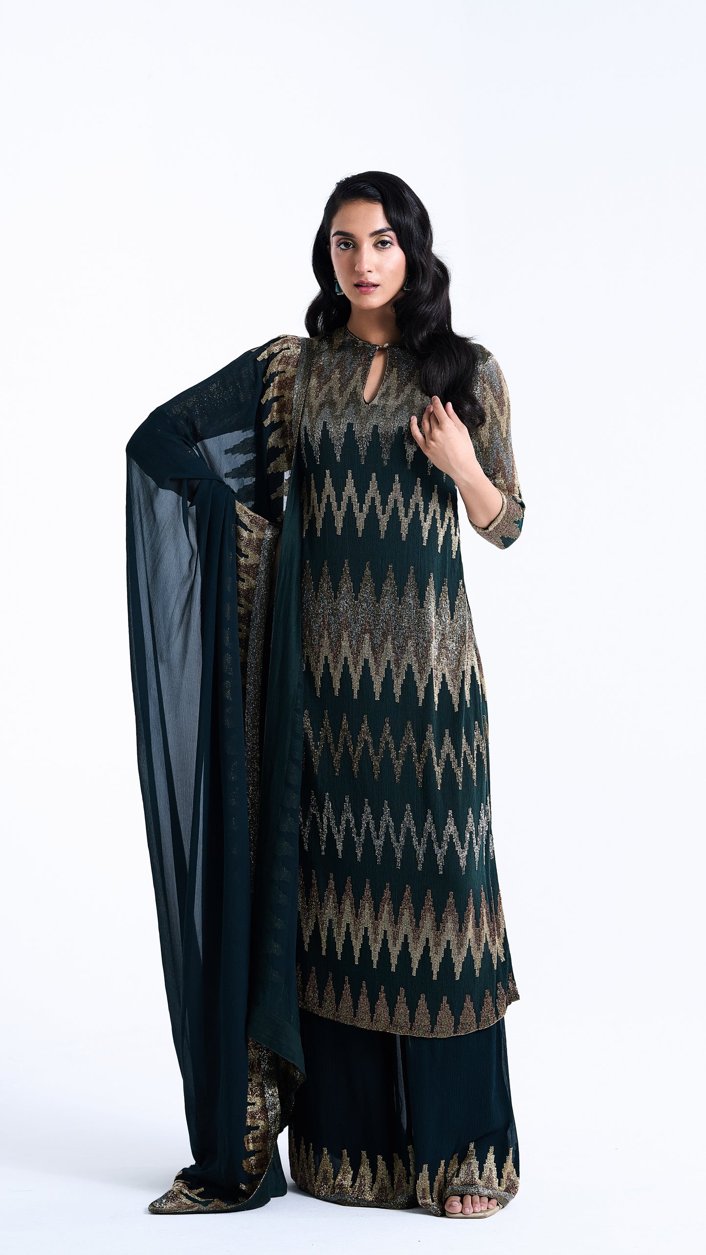Kurta Set in Zig Zag Cutdana Embroidery