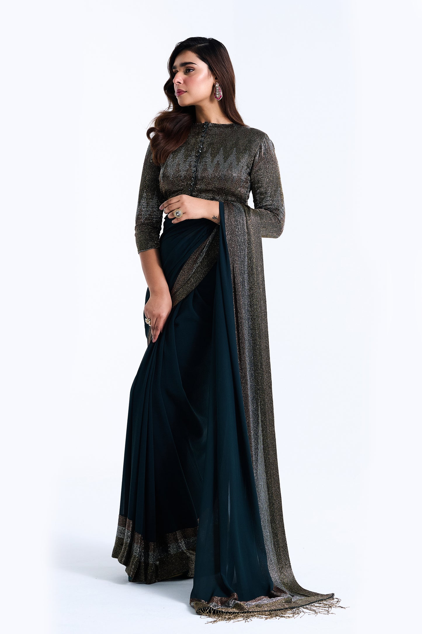 Sari Set with Zig Zag Cutdana Embroidery