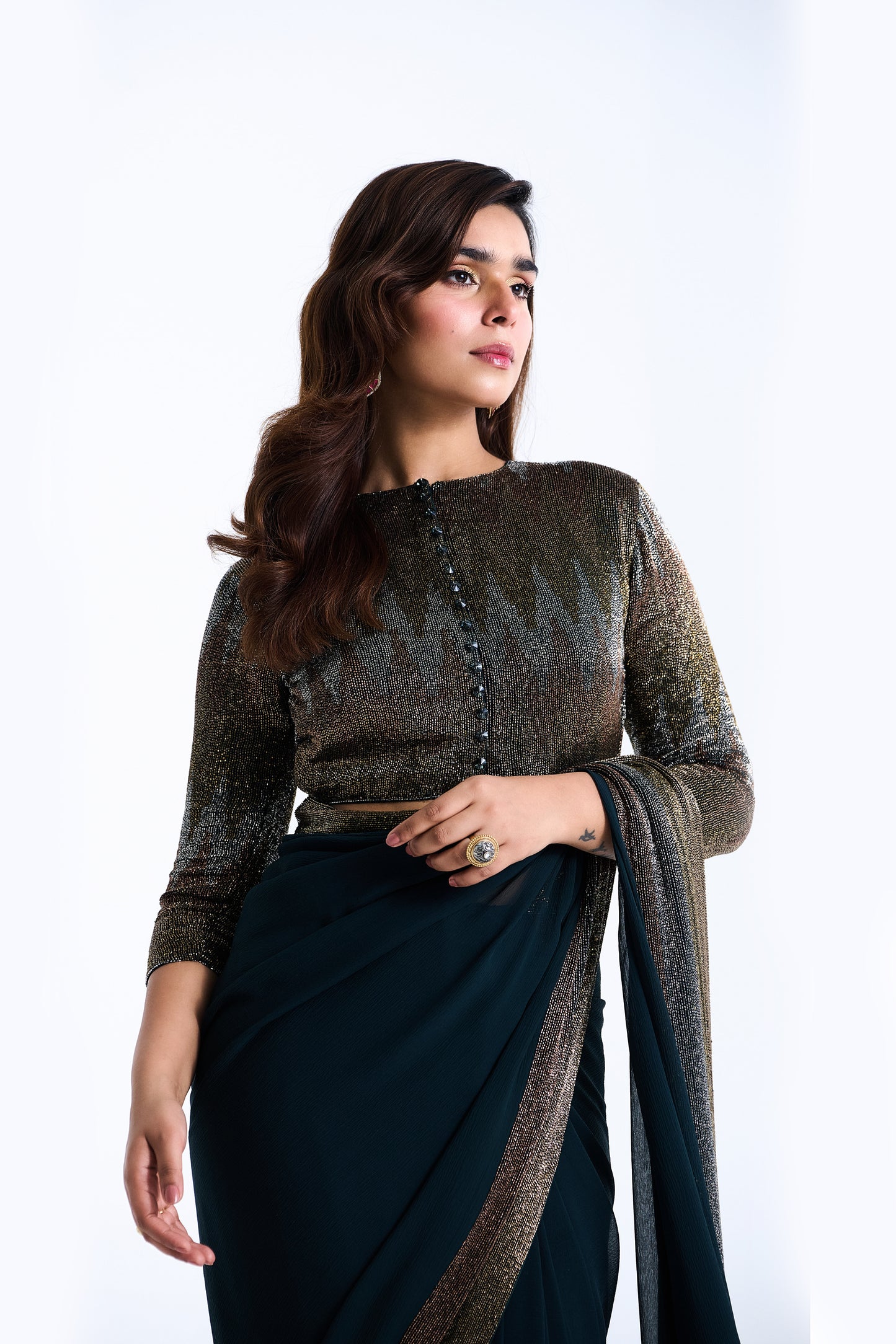 Sari Set with Zig Zag Cutdana Embroidery