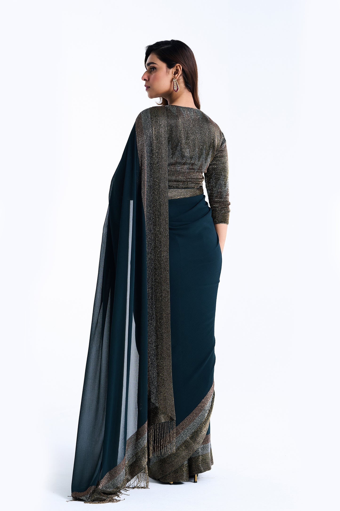 Sari Set with Zig Zag Cutdana Embroidery