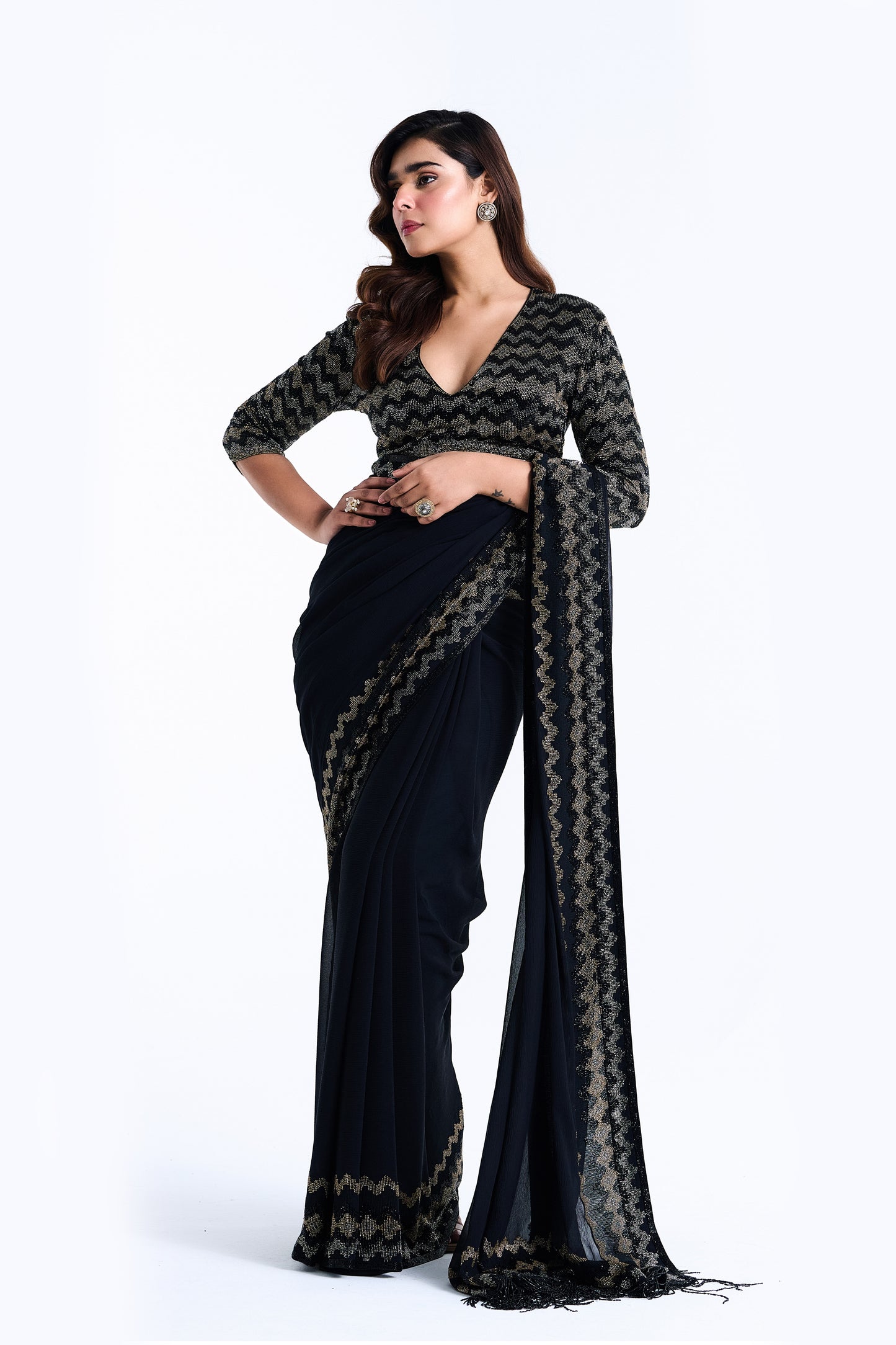 Sari Set with Mughal Cutdana Embroidery
