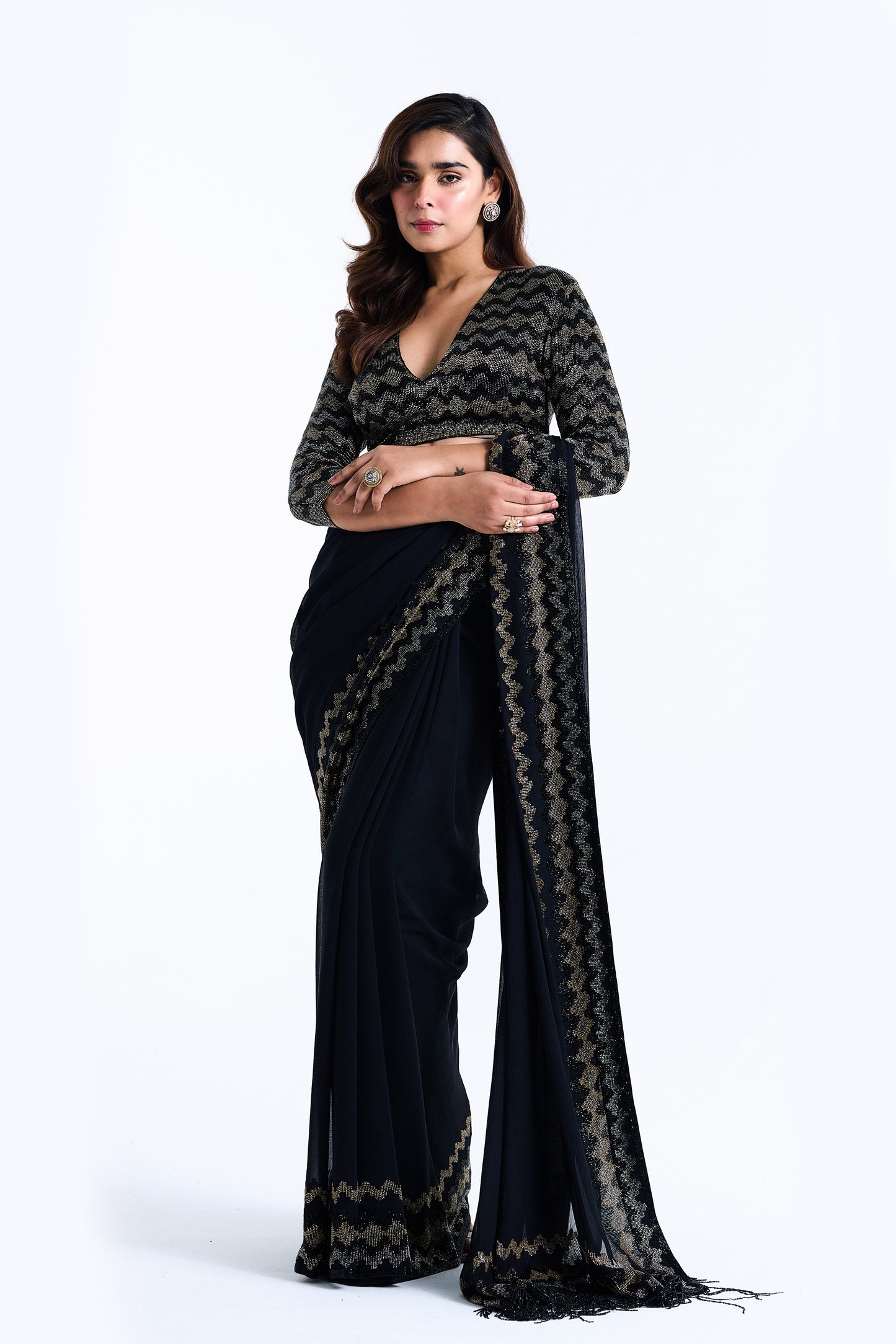 Sari Set with Mughal Cutdana Embroidery