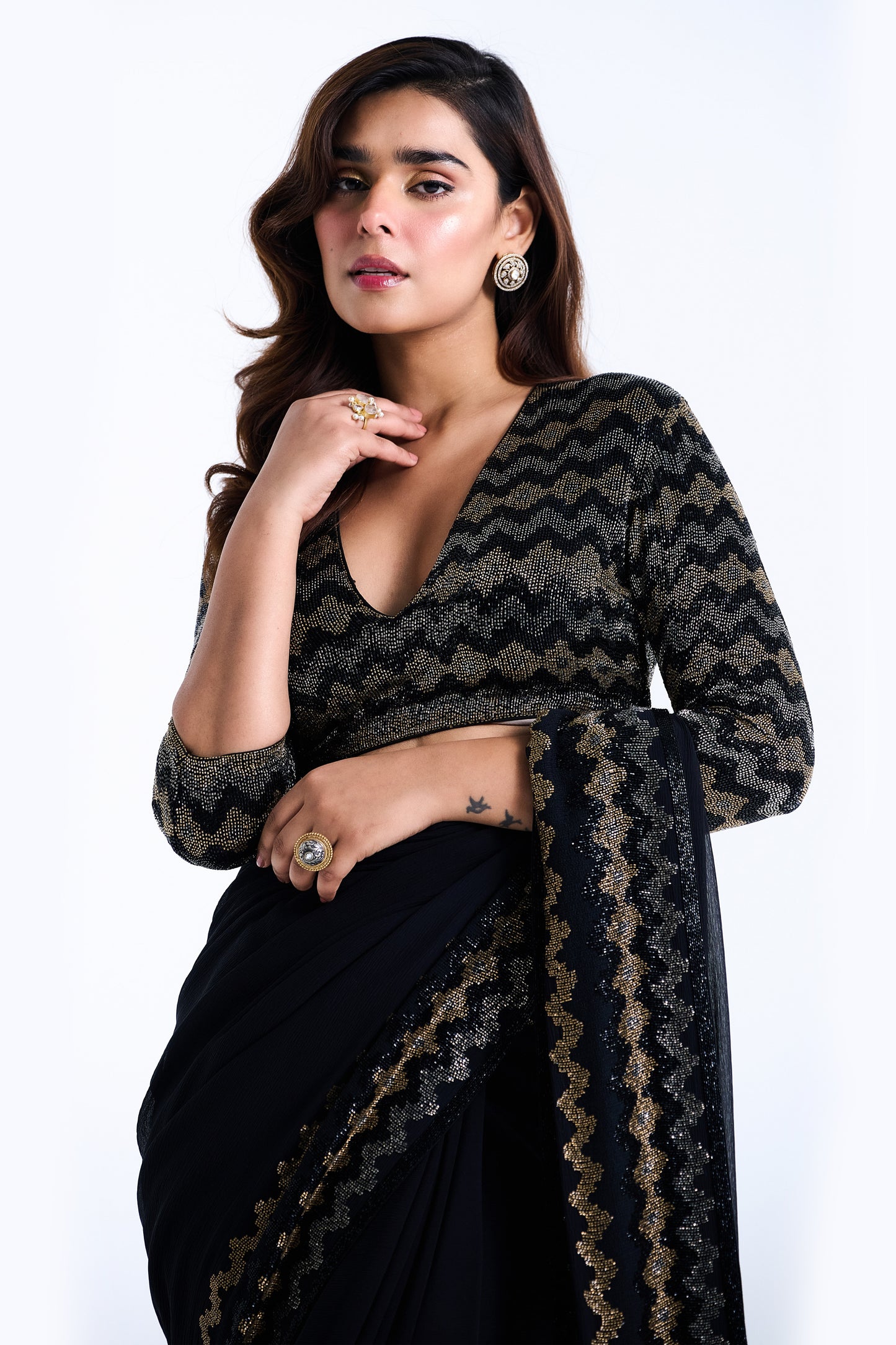Sari Set with Mughal Cutdana Embroidery