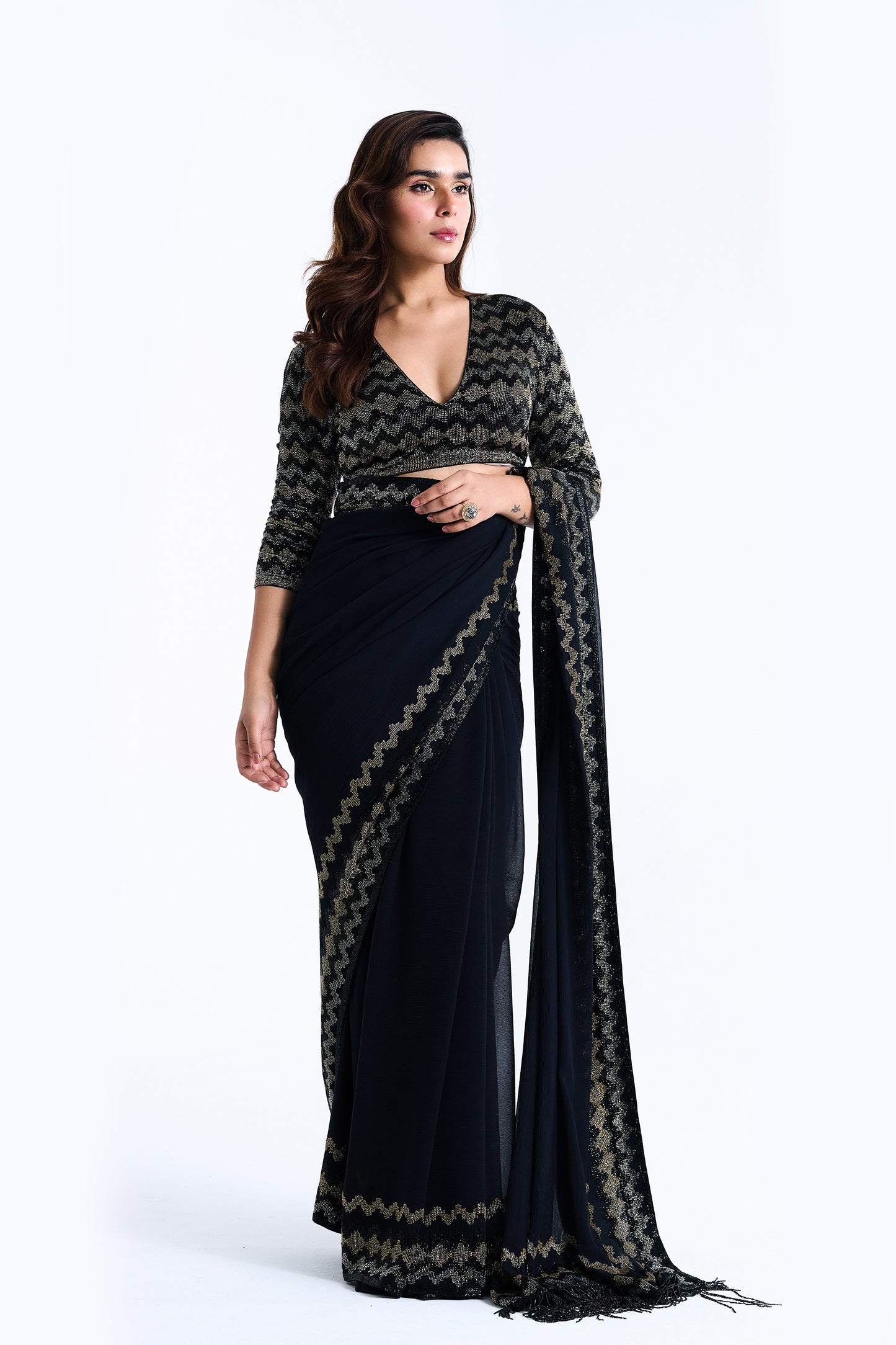 Sari Set with Mughal Cutdana Embroidery