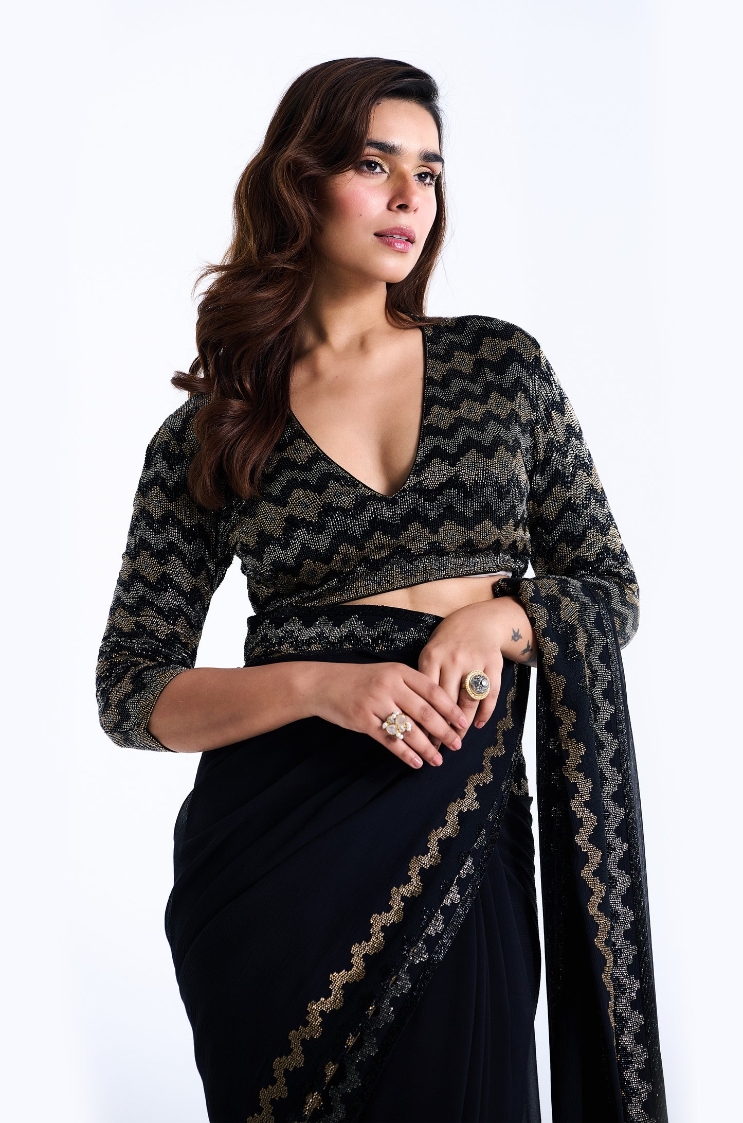 Sari Set with Mughal Cutdana Embroidery