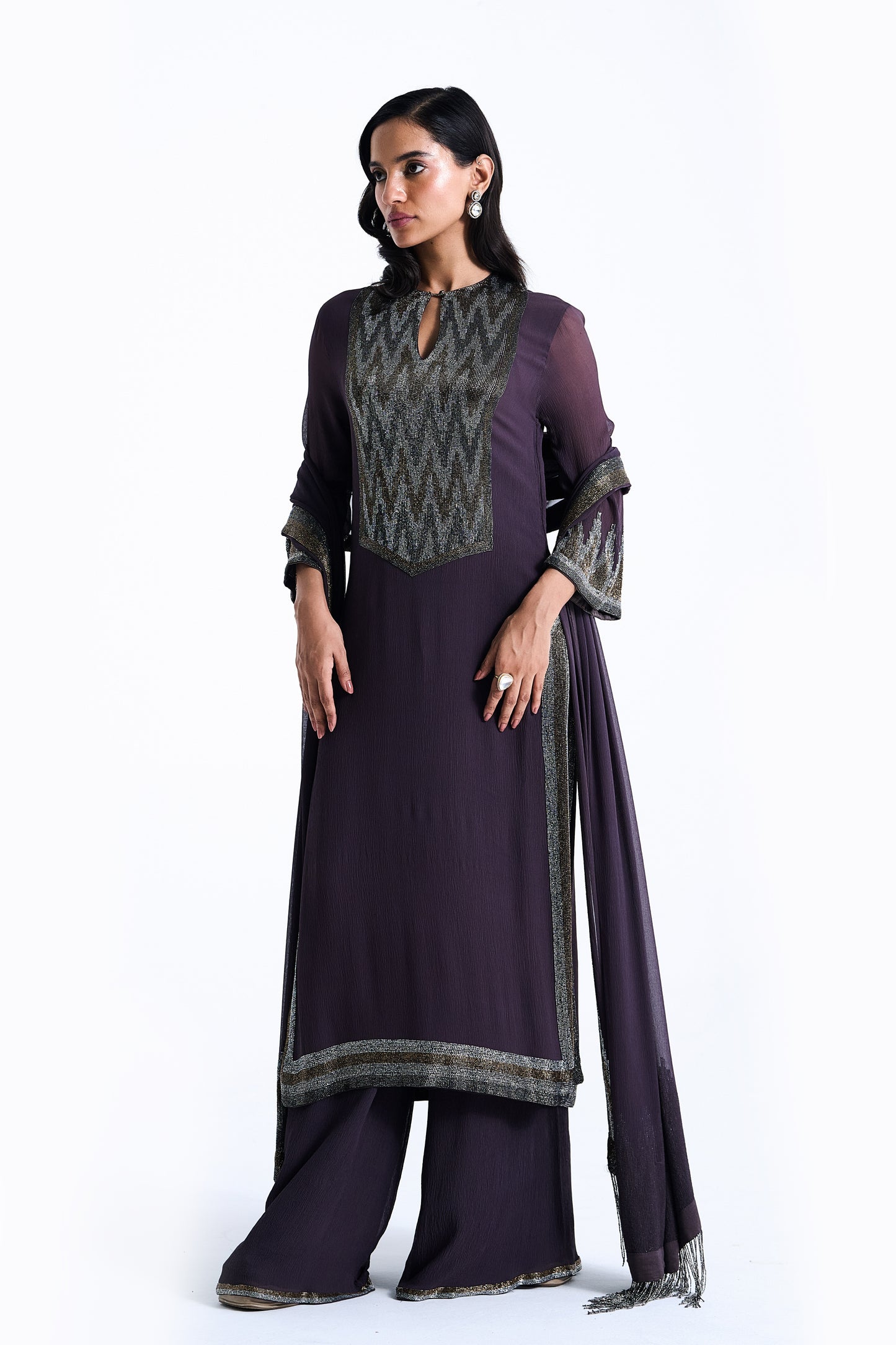Kurta Set in Border Cutdana Embroidery
