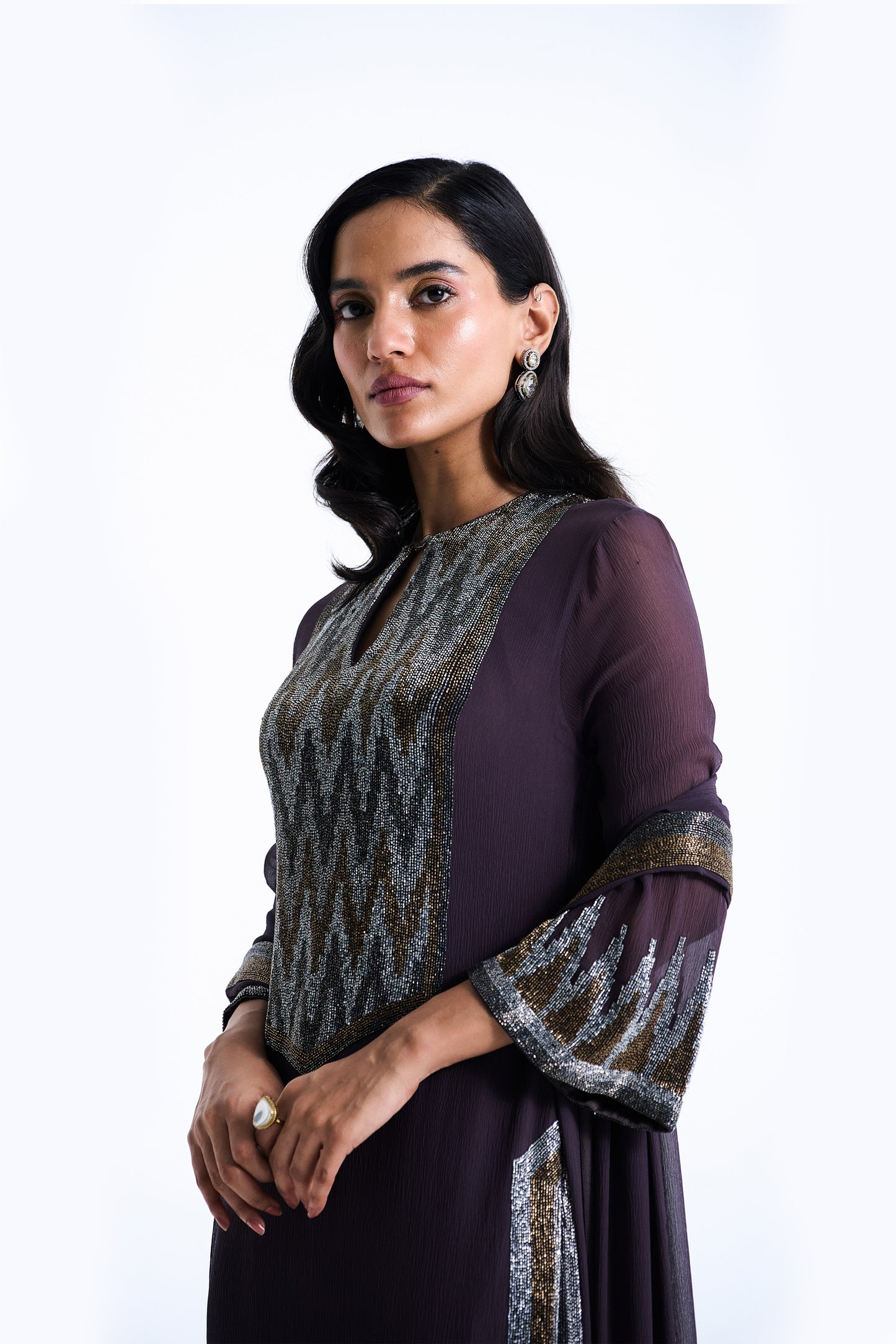 Kurta Set in Border Cutdana Embroidery