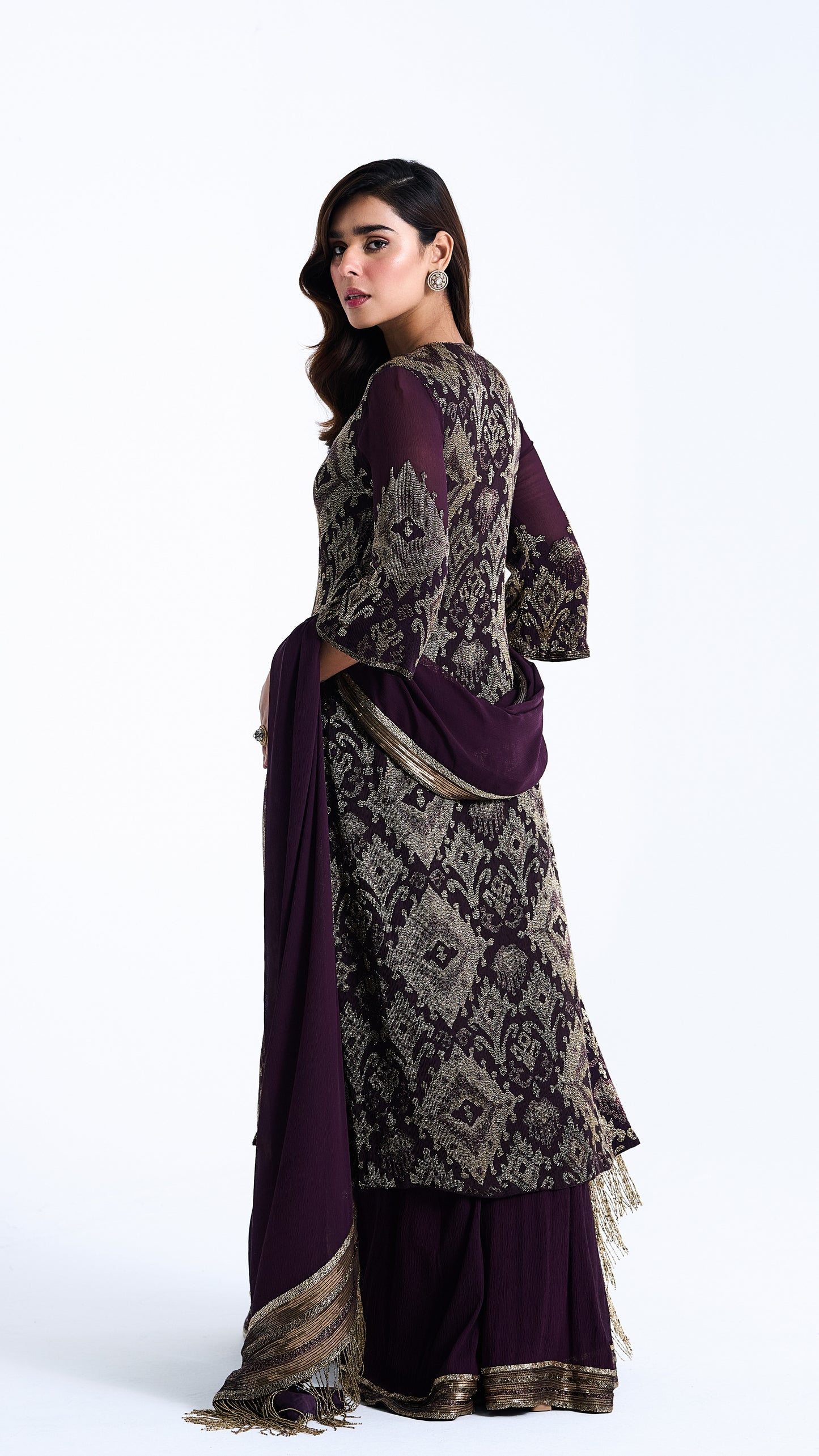 Kurta Set with Ikkat Cutdana Embroidery