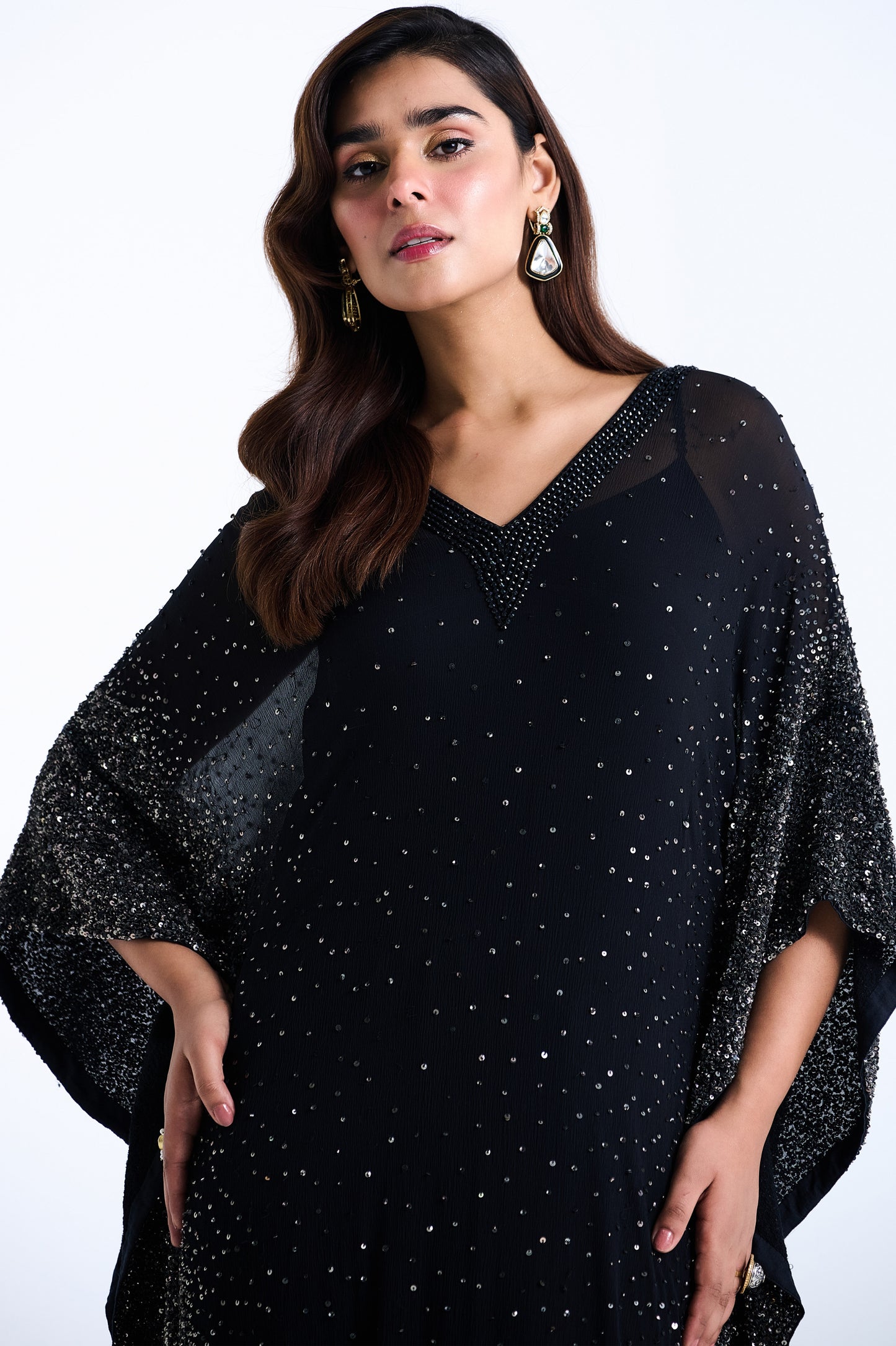 Kaftan Set in Stone and Sequin Embroidery
