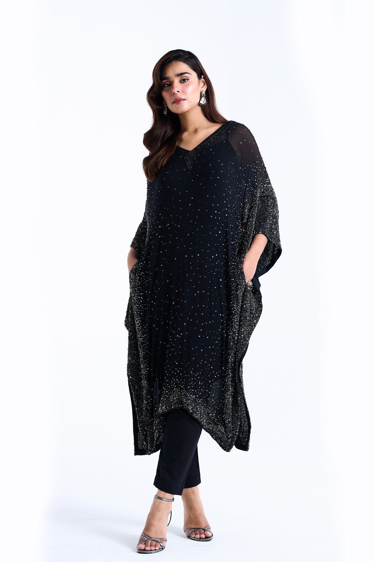 Kaftan Set in Stone and Sequin Embroidery