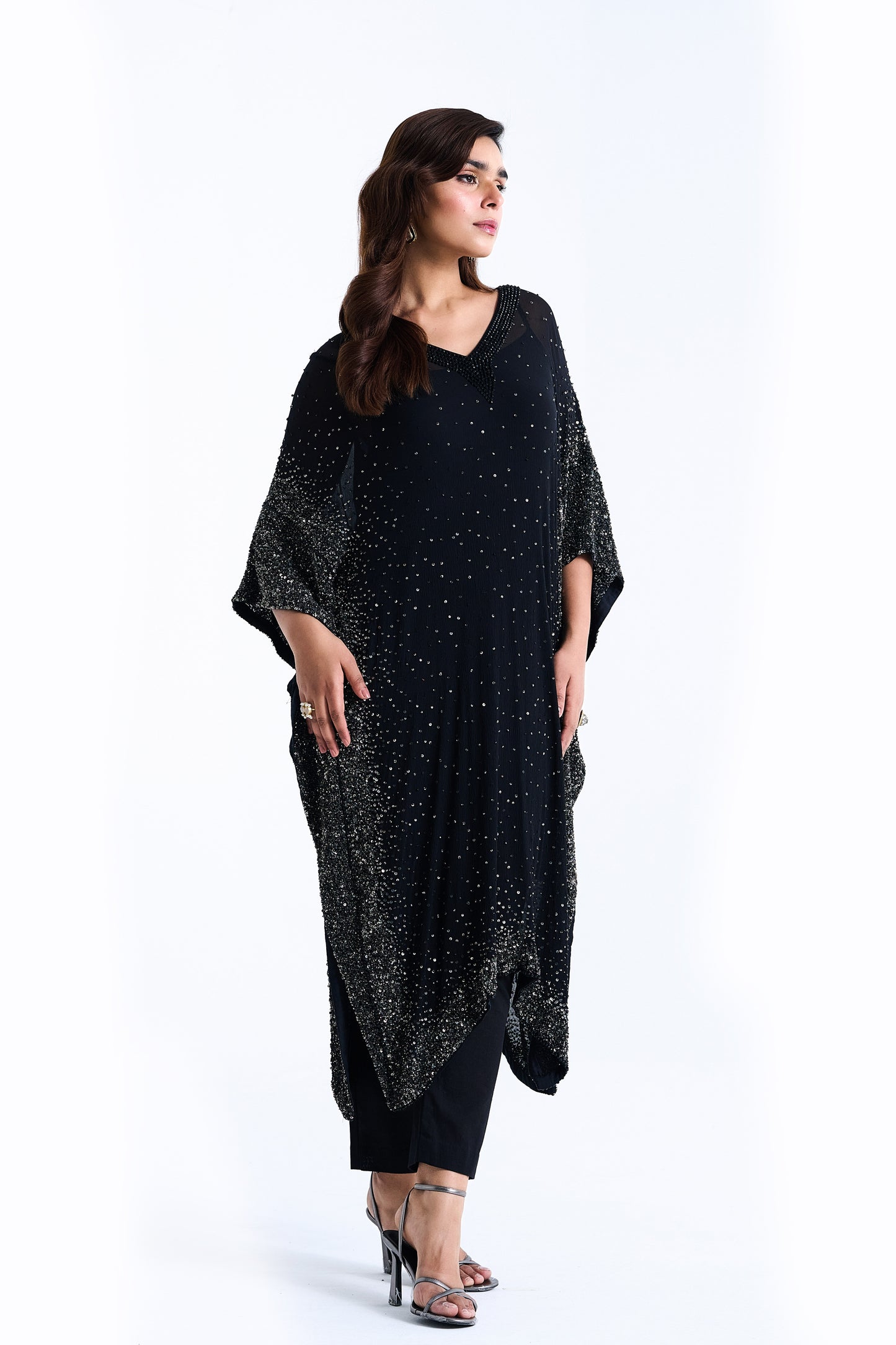 Kaftan Set in Stone and Sequin Embroidery
