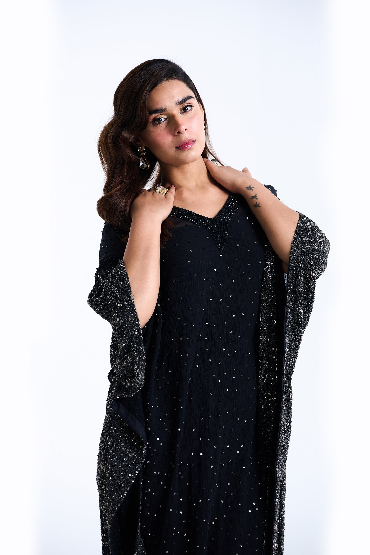 Kaftan Set in Stone and Sequin Embroidery