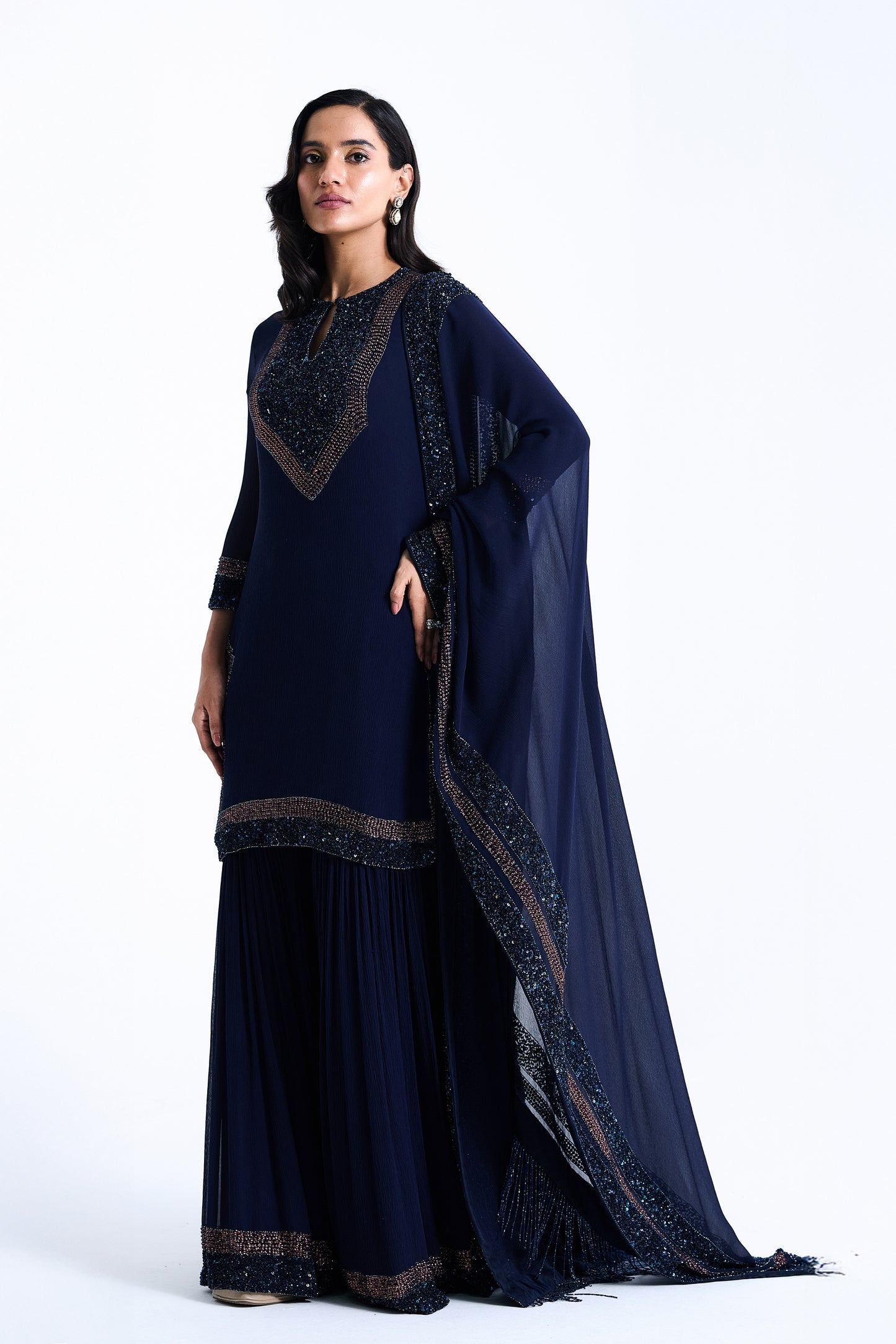 Gharara Set in Stone and Sequin Embroidery
