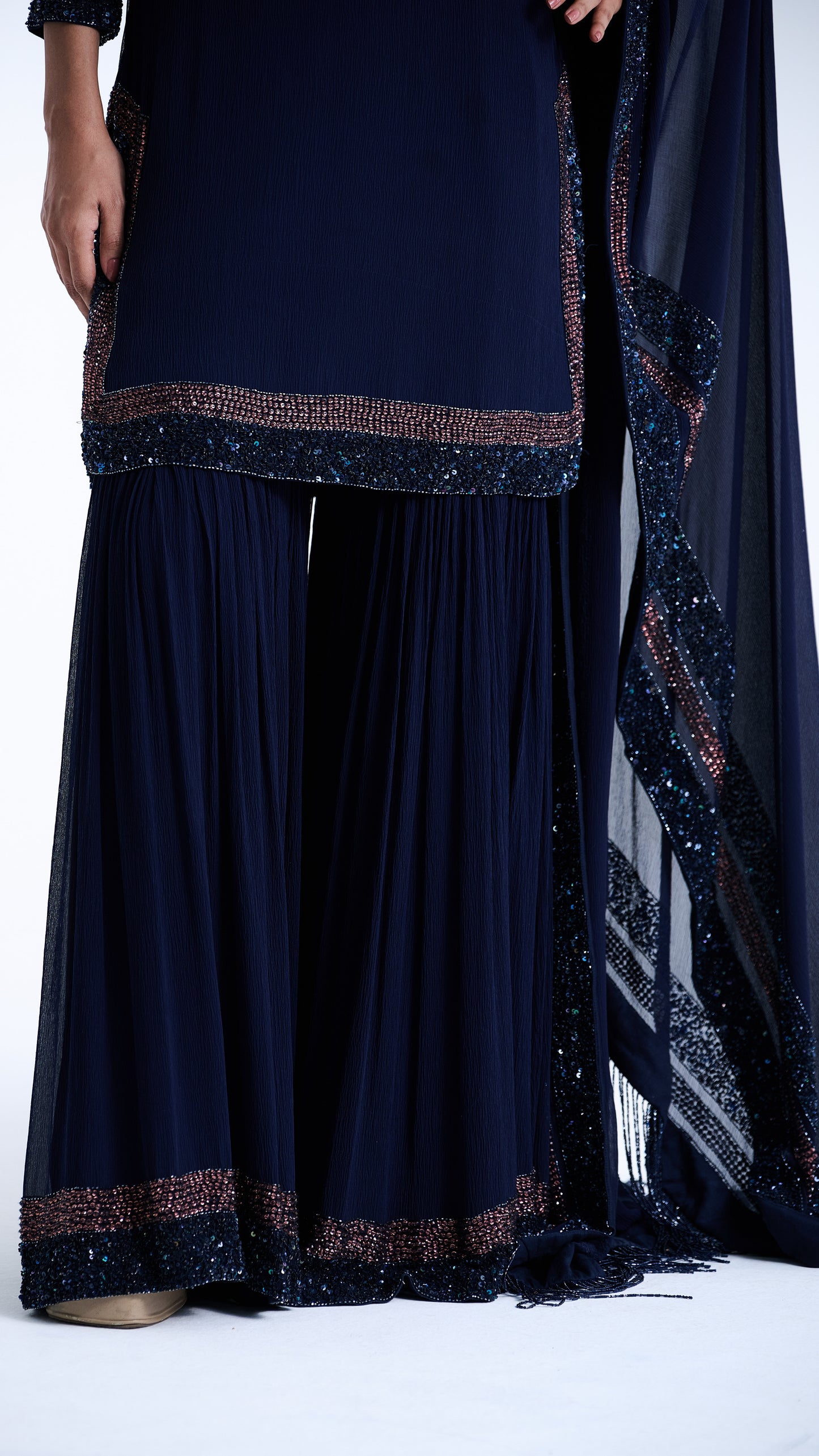Gharara Set in Stone and Sequin Embroidery