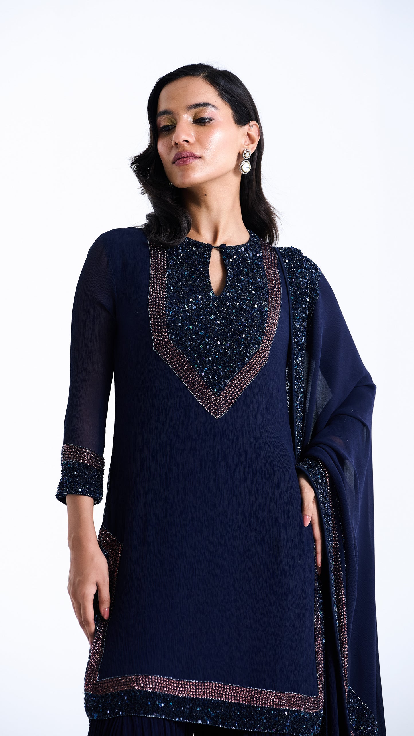 Gharara Set in Stone and Sequin Embroidery