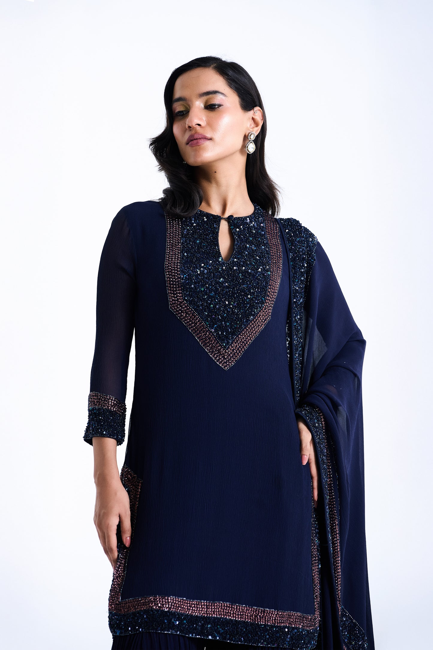 Gharara Set in Stone and Sequin Embroidery