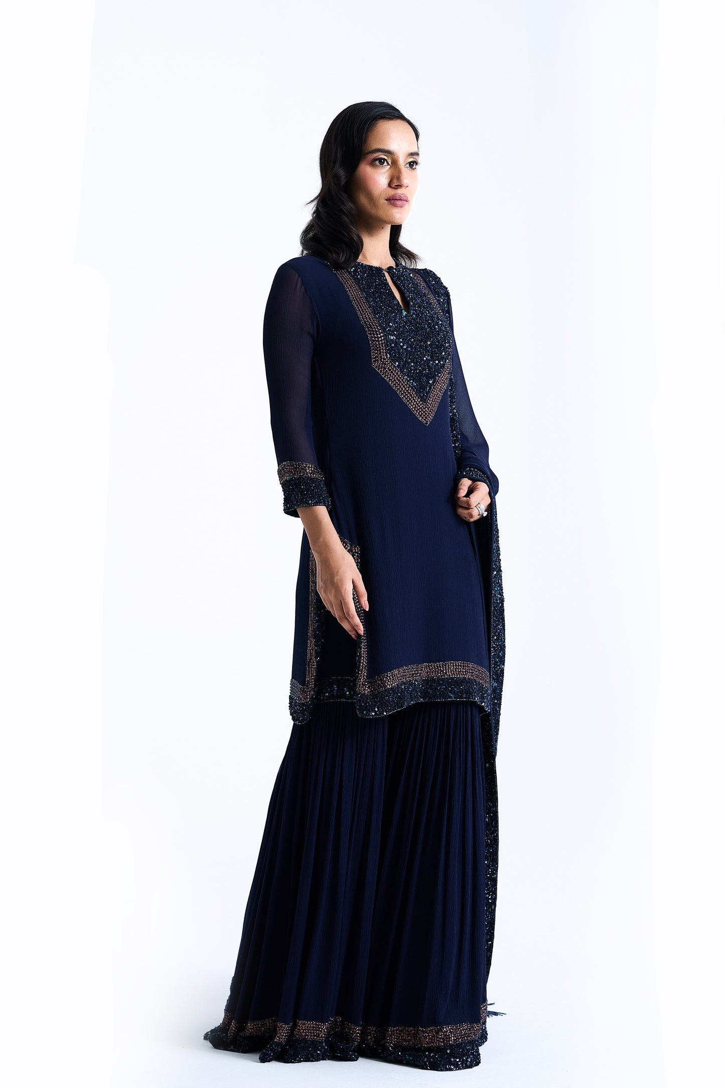 Gharara Set in Stone and Sequin Embroidery
