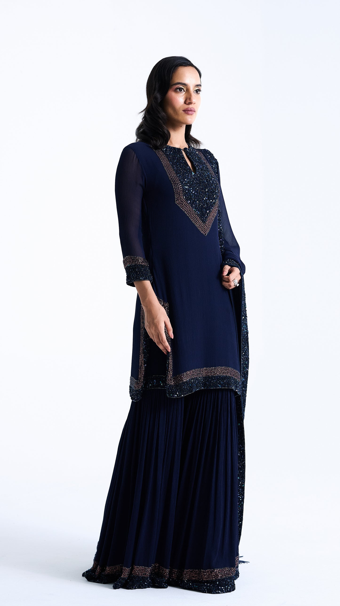Gharara Set in Stone and Sequin Embroidery