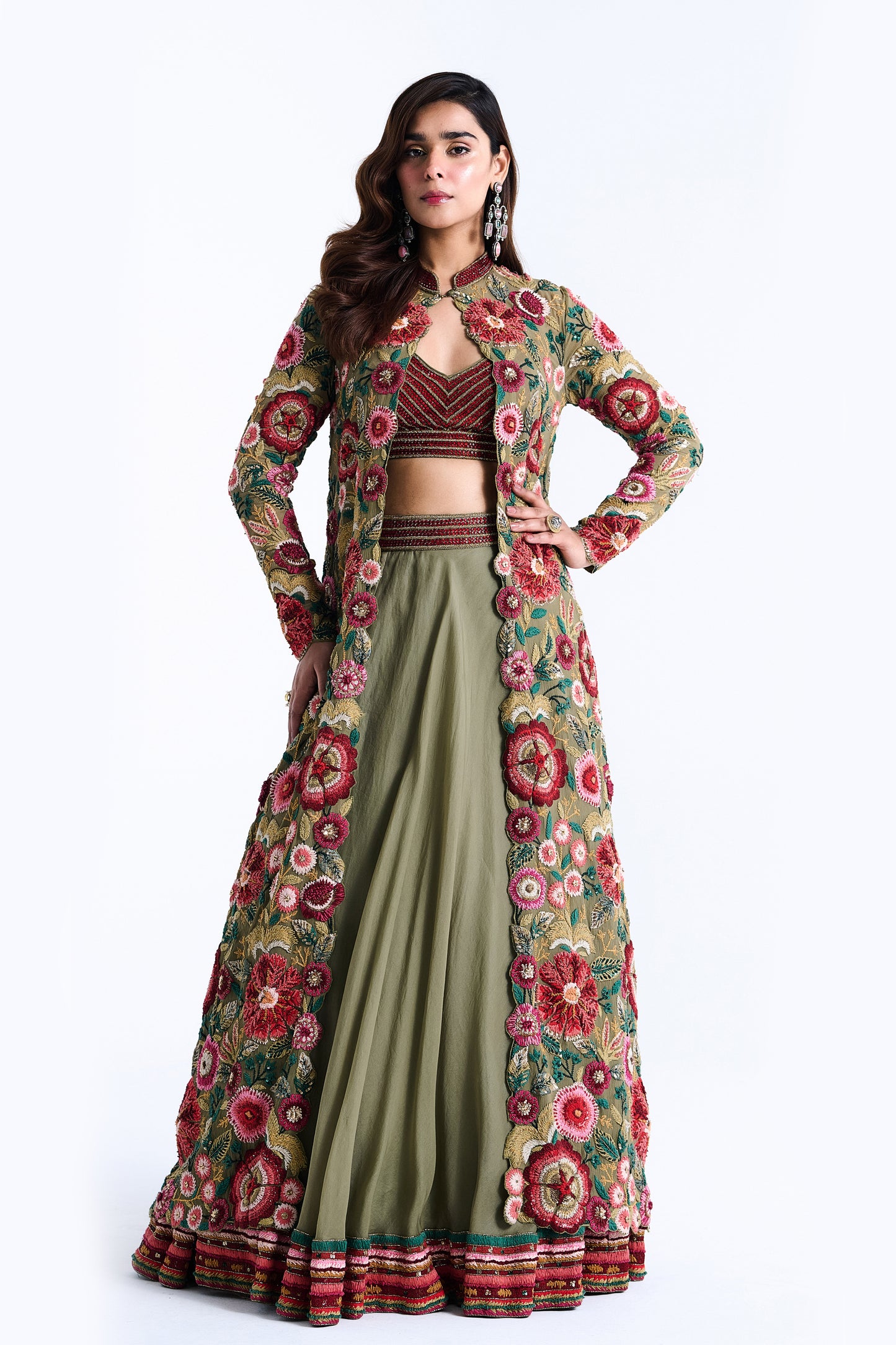 Jacket Set in Anchor Garden Thread Embroidery