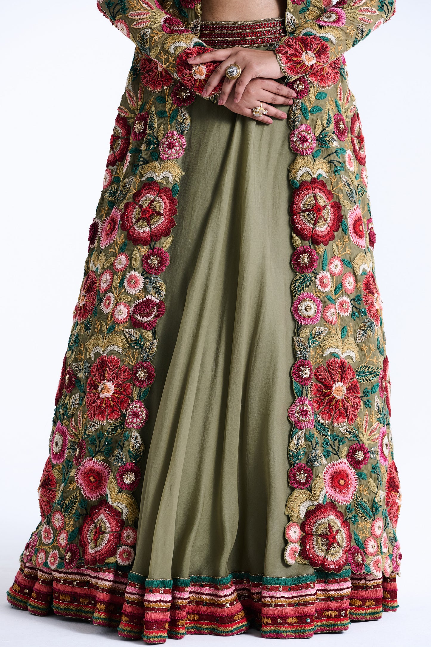 Jacket Set in Anchor Garden Thread Embroidery