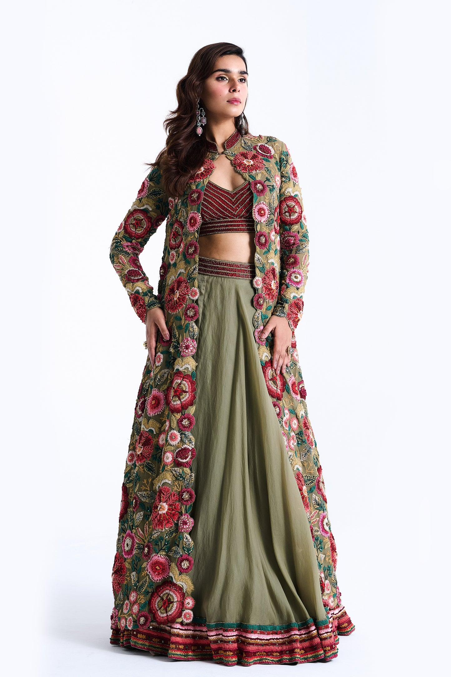 Jacket Set in Anchor Garden Thread Embroidery