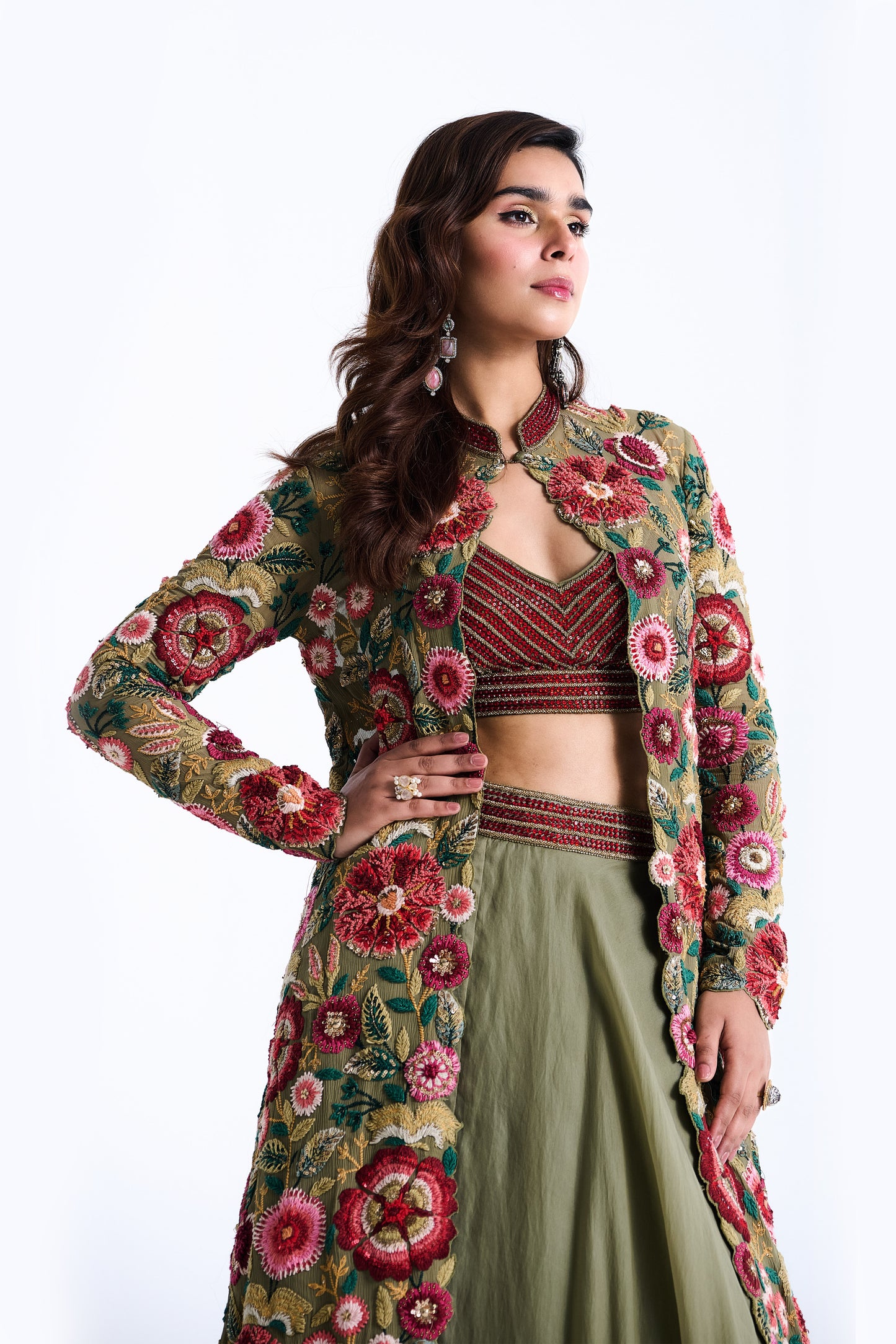 Jacket Set in Anchor Garden Thread Embroidery