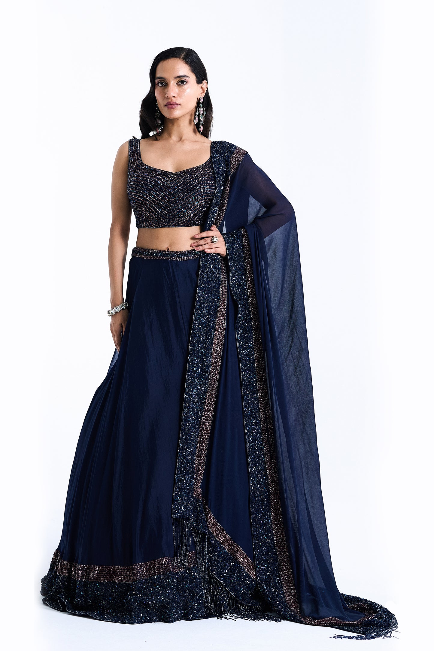 Lehenga Set in Stone and Sequin Embroidery