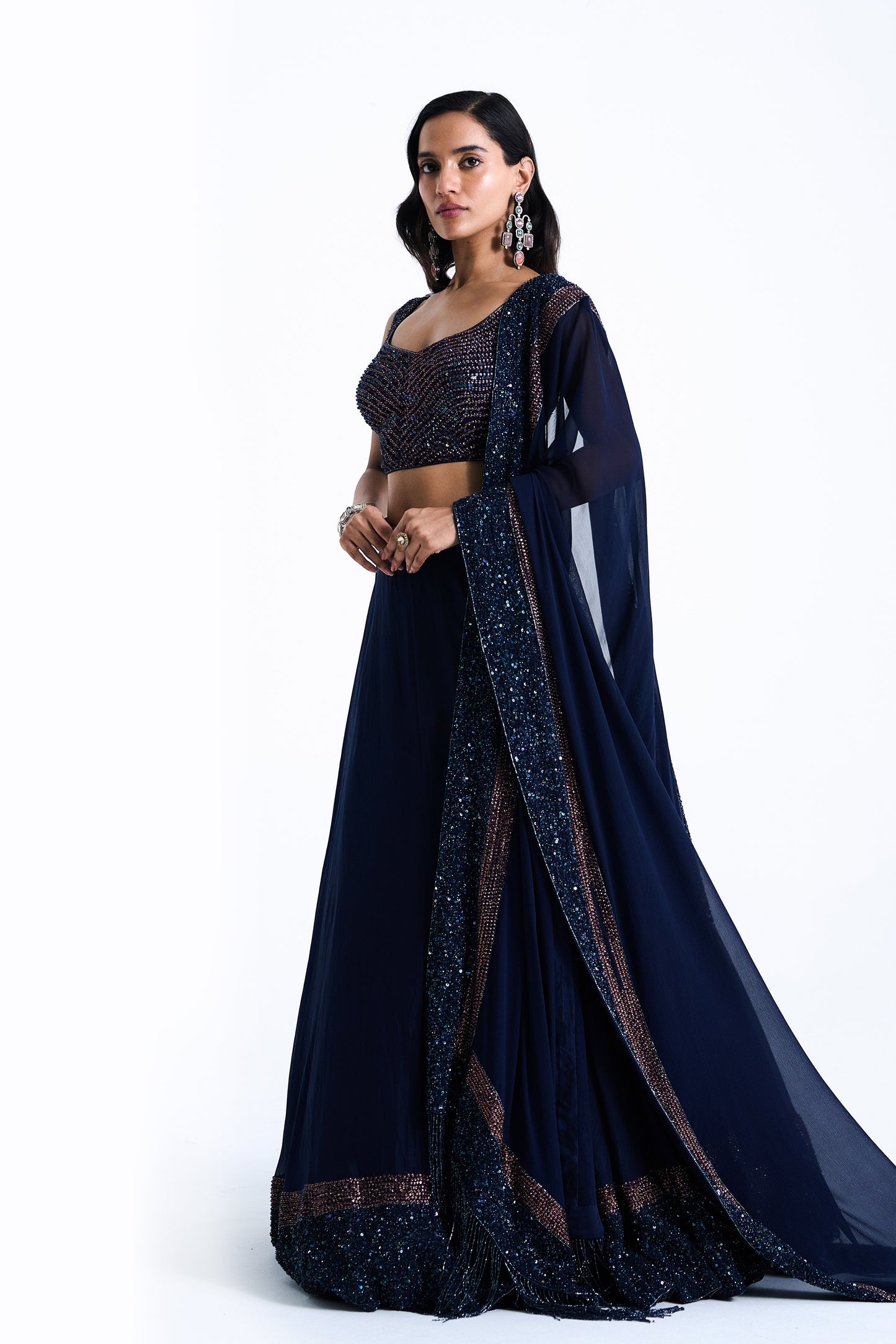 Lehenga Set in Stone and Sequin Embroidery
