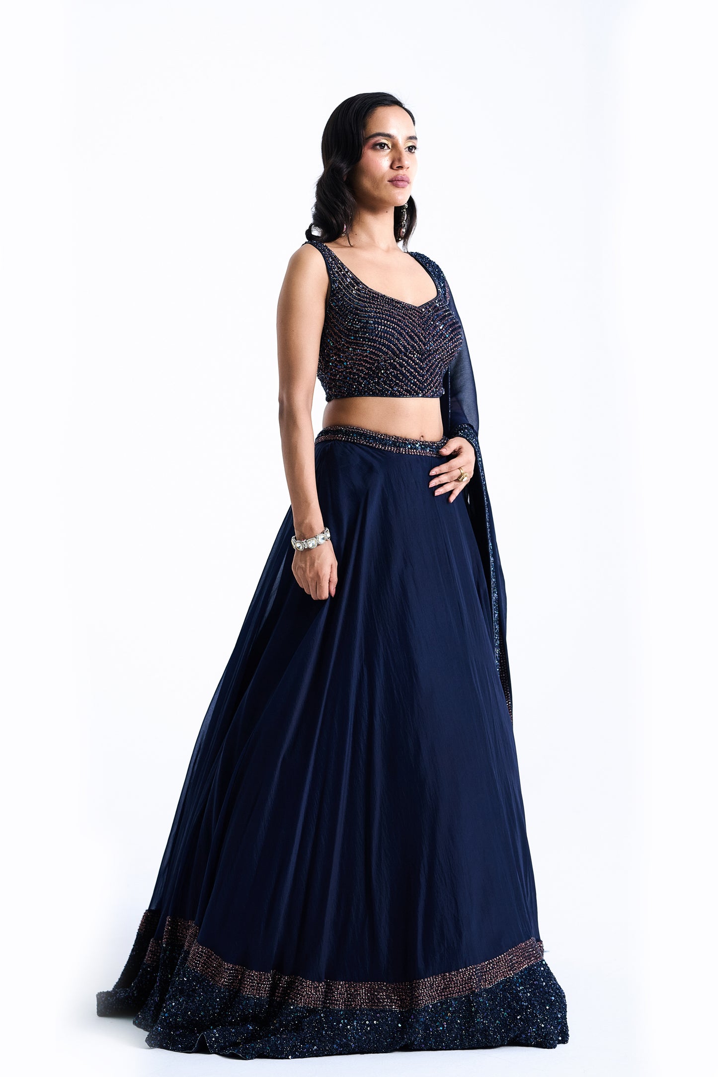 Lehenga Set in Stone and Sequin Embroidery