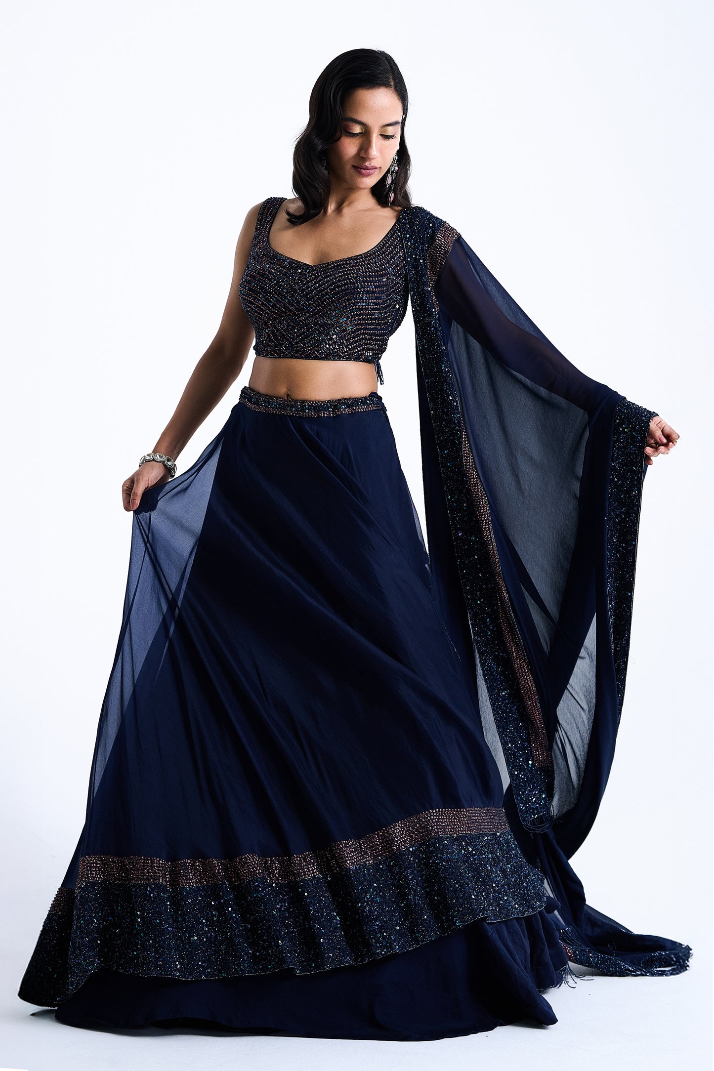 Lehenga Set in Stone and Sequin Embroidery