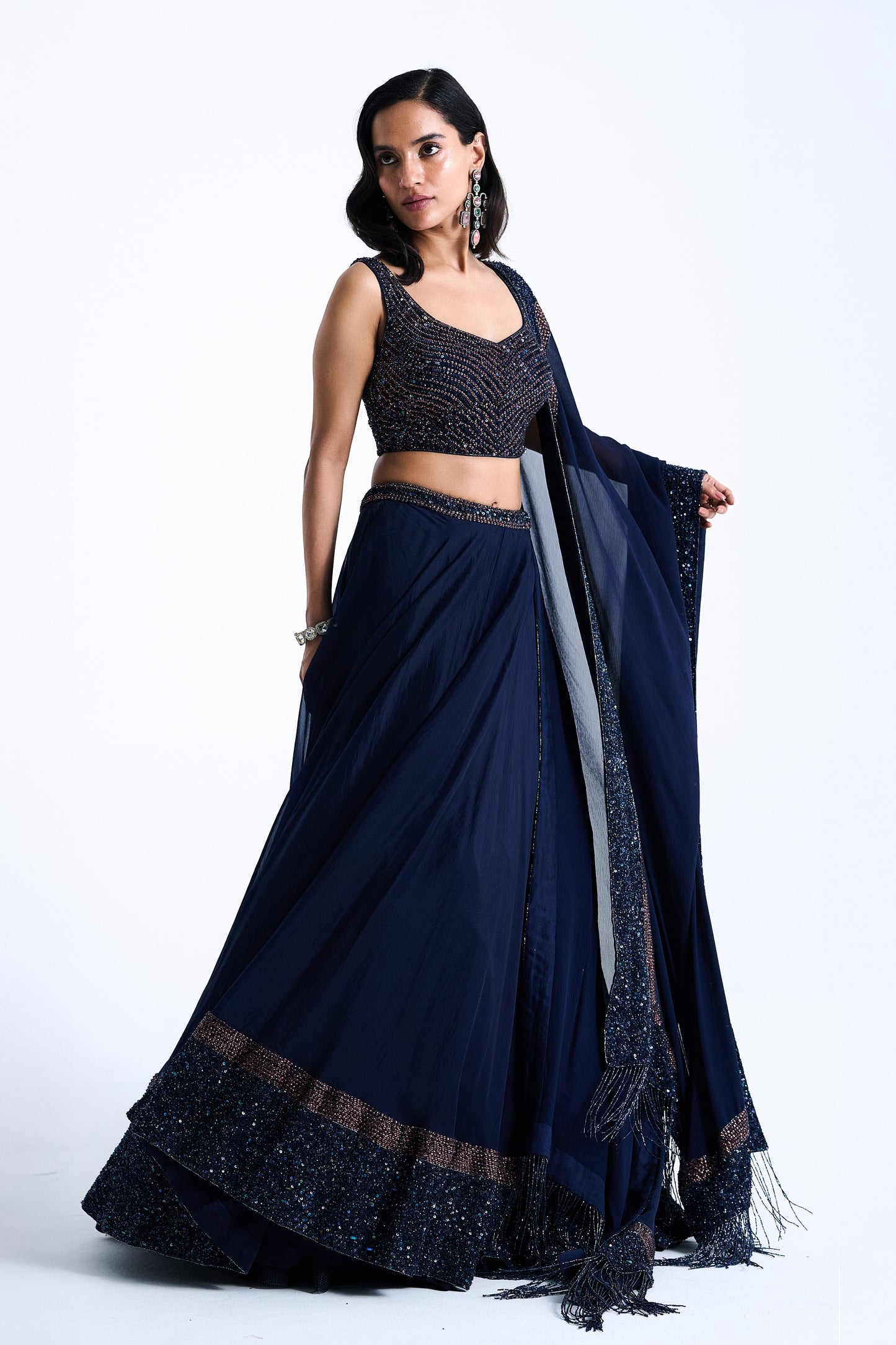 Lehenga Set in Stone and Sequin Embroidery