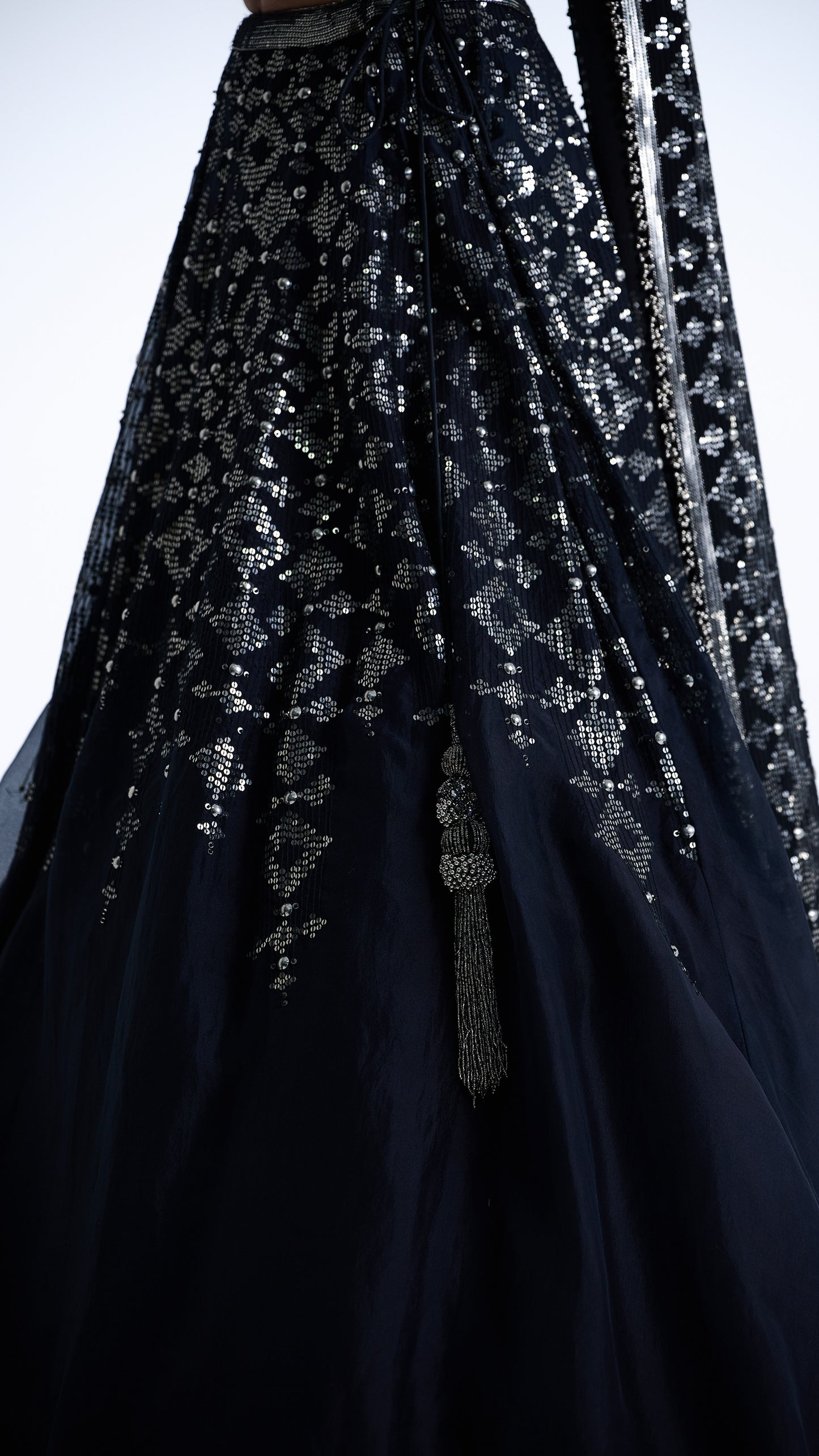 Lehenga Set in Sequin Embroidery in Diya Border Design