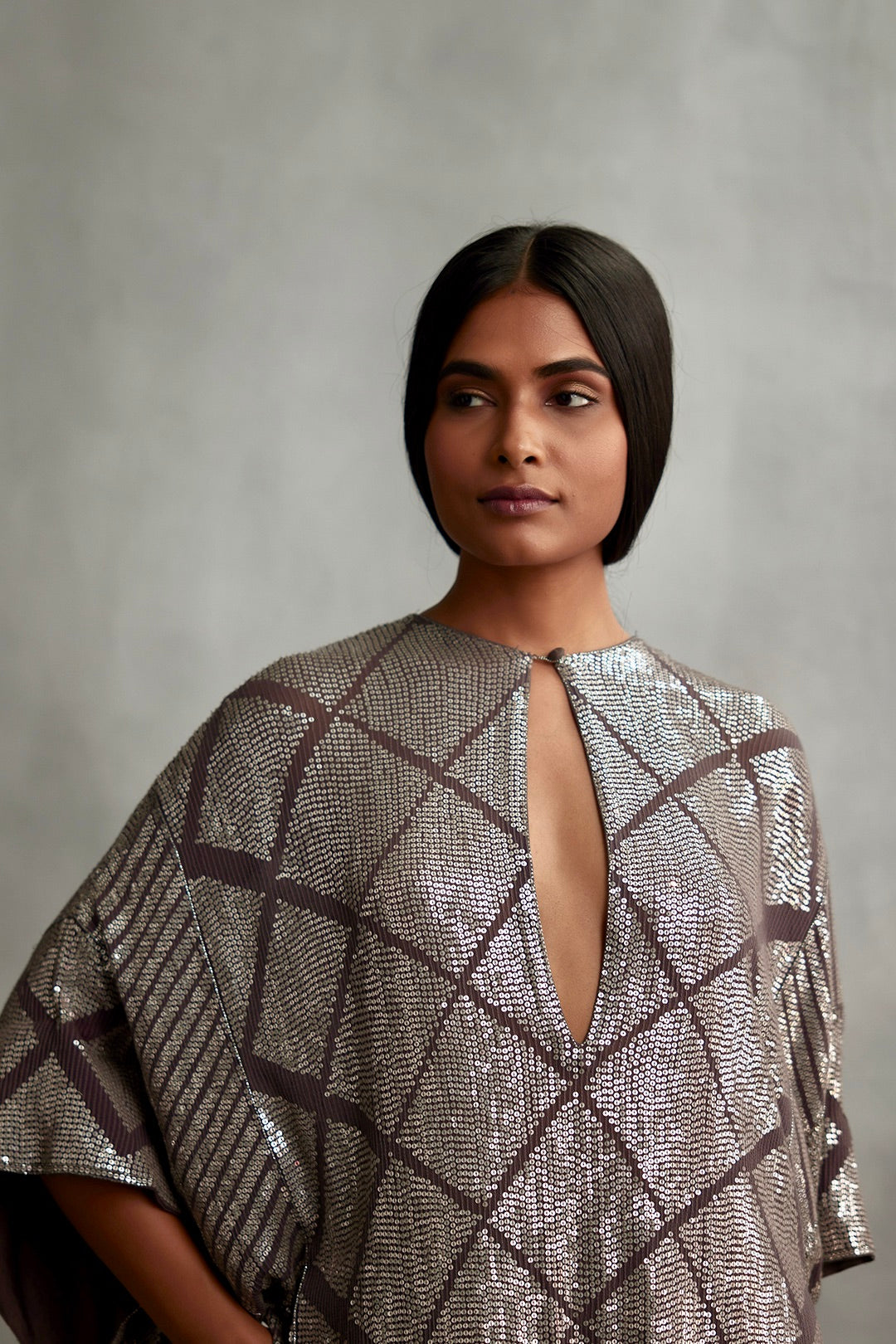 Kaftan Set in Small Sequin Embroidery