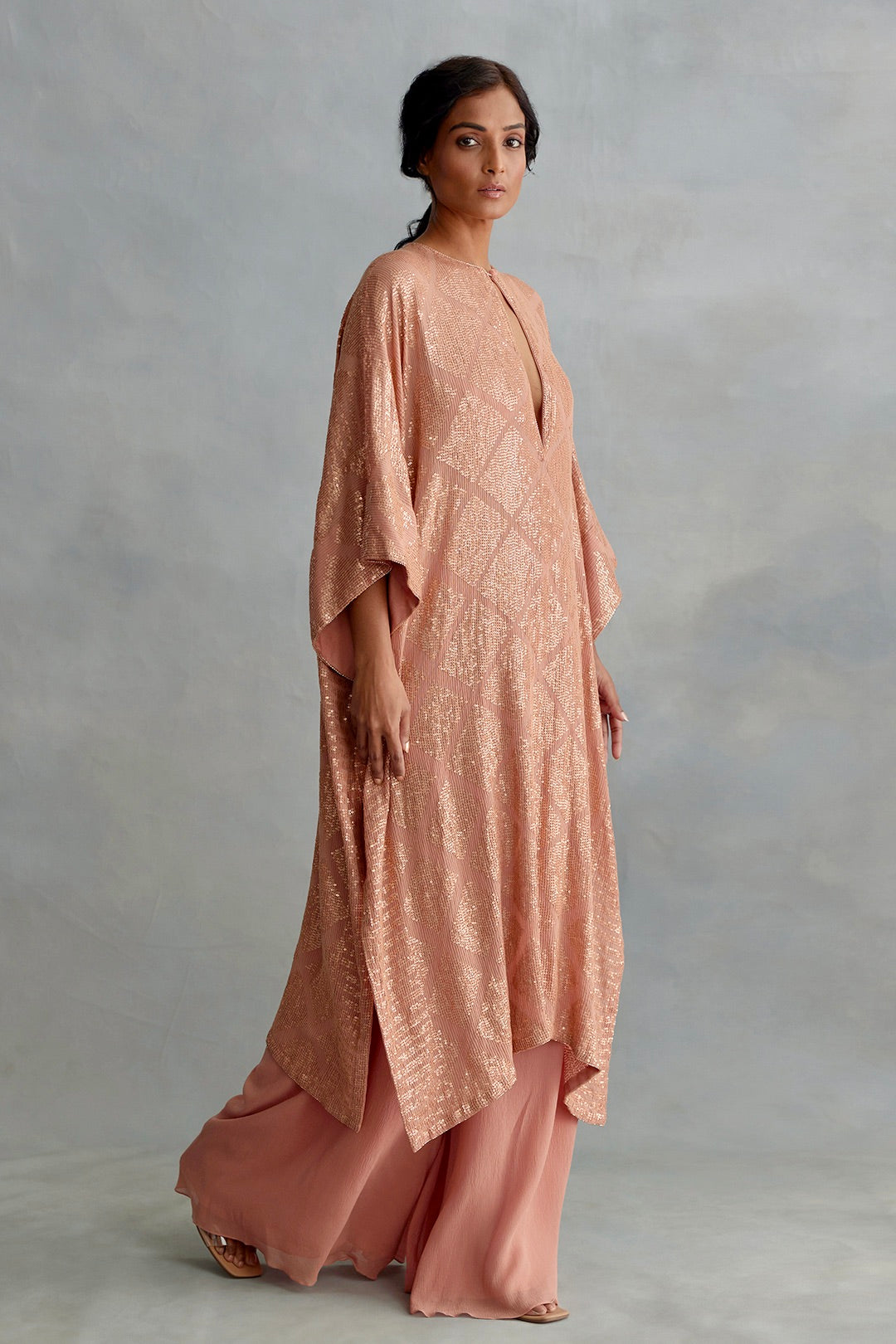 Kaftan Set in Small Sequin Embroidery