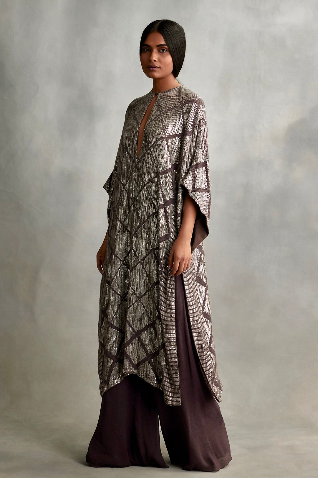 Kaftan Set in Small Sequin Embroidery