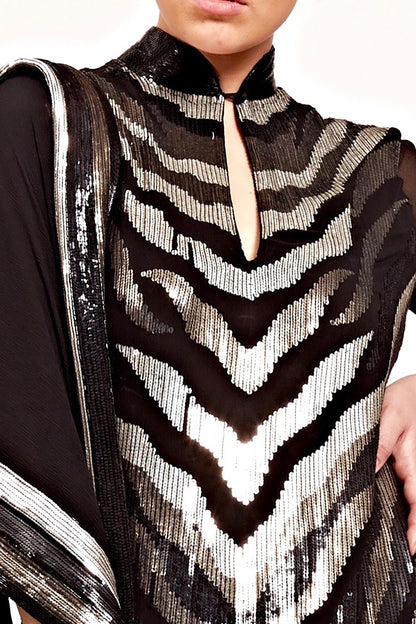 Kurta Set with Metallic Sequins Embroidery
