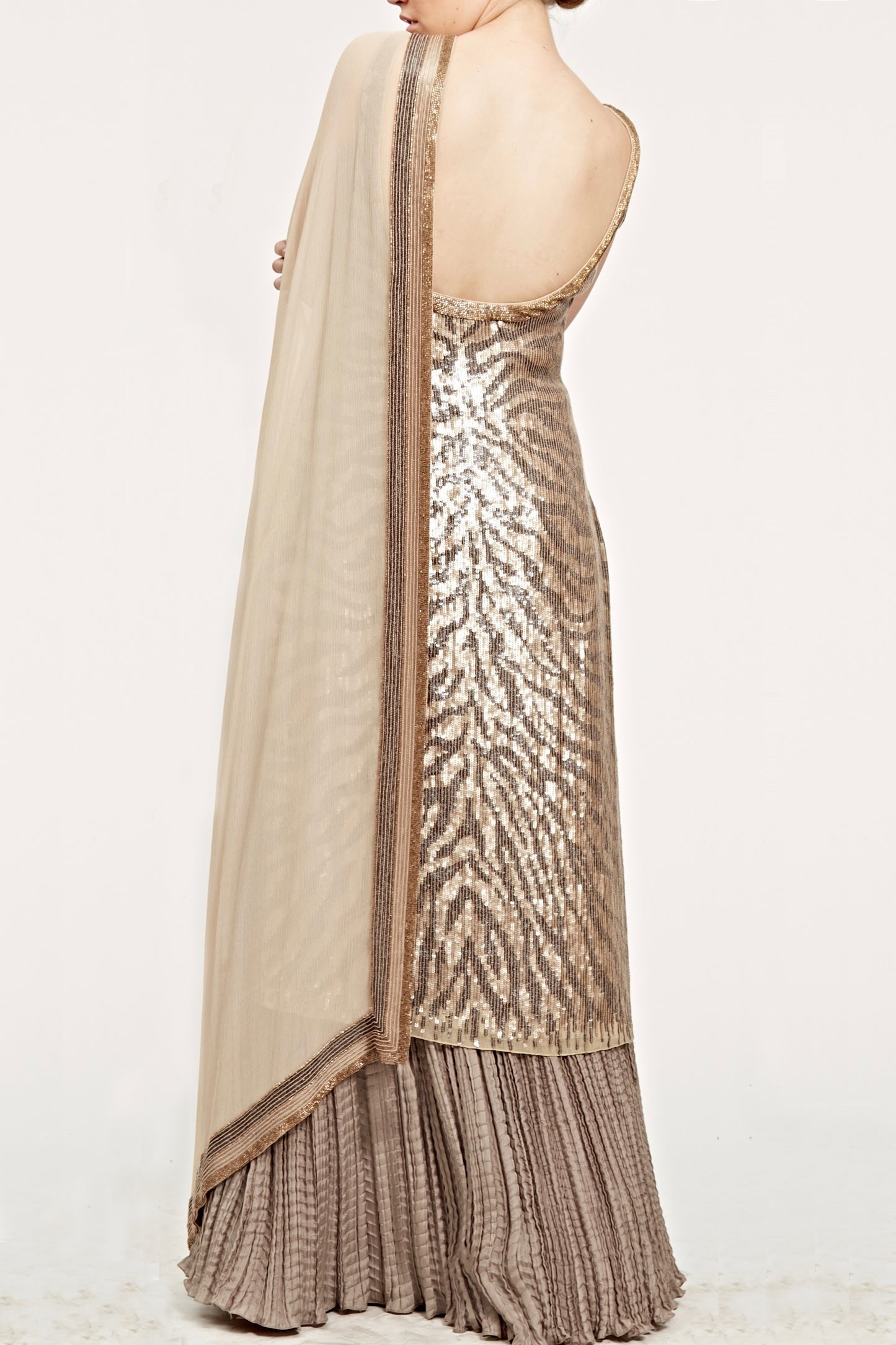 Kurta Set with Metallic Sequins Embroidery