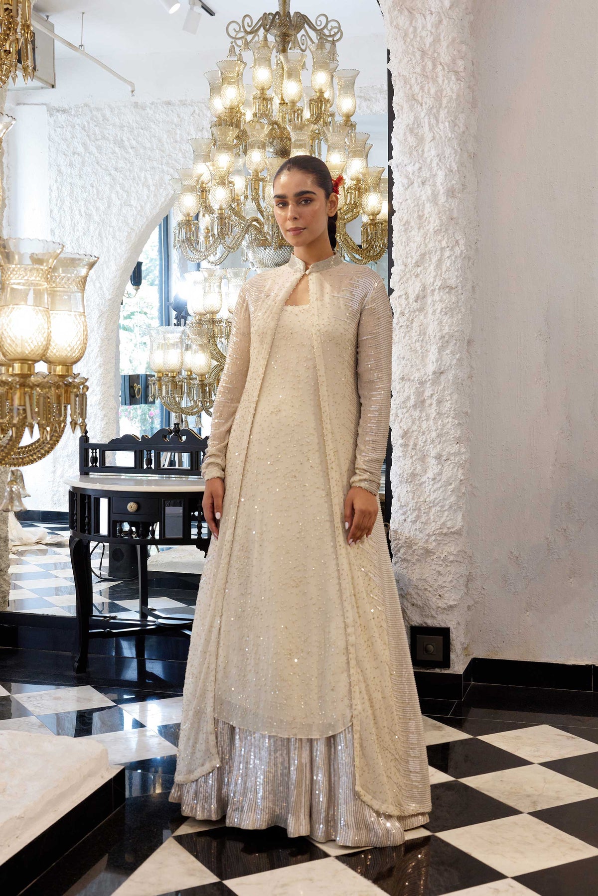 Jacket Set in Sequin Embroidery