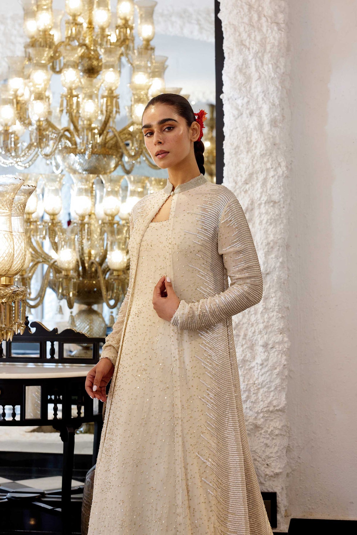 Jacket Set in Sequin Embroidery