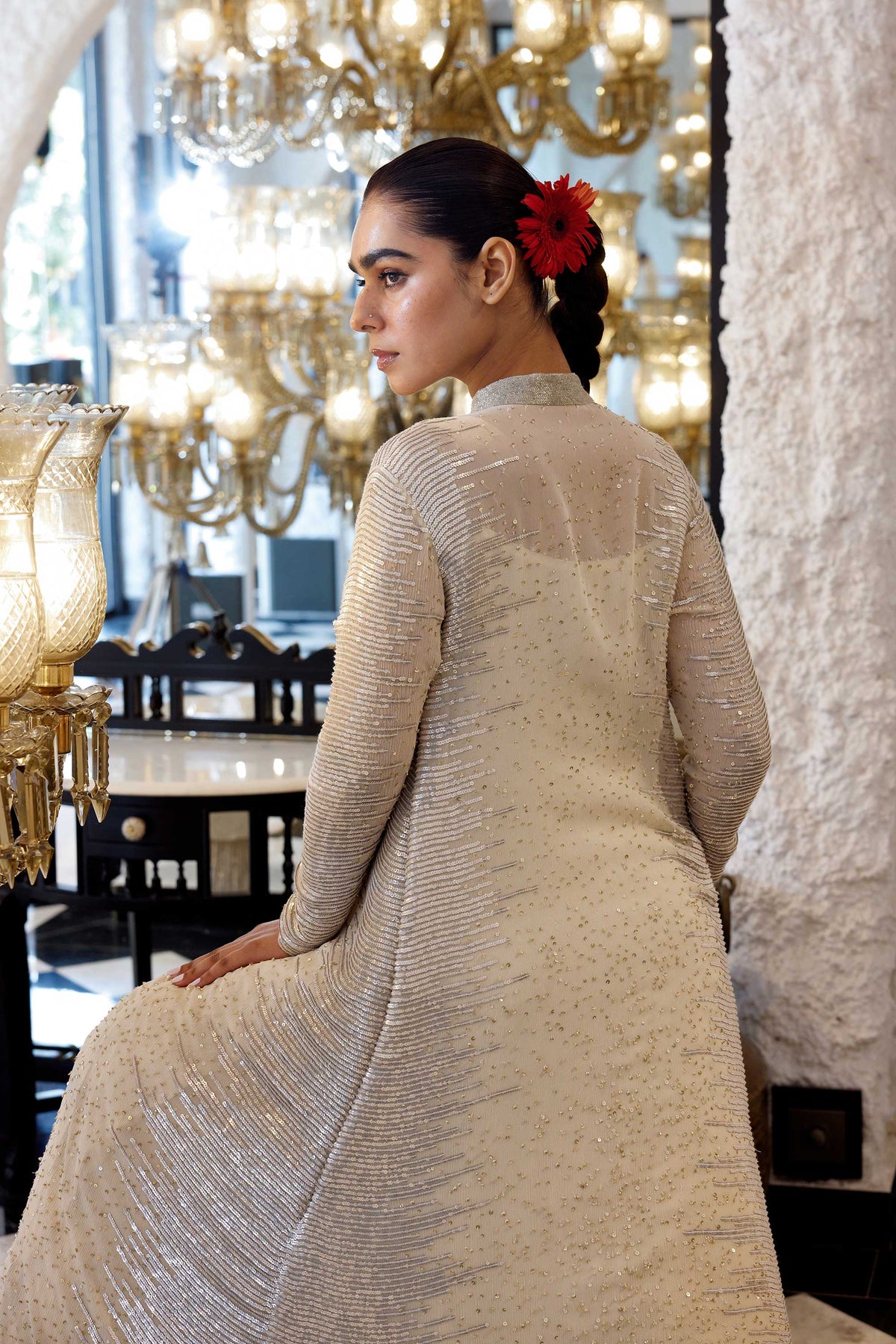 Jacket Set in Sequin Embroidery