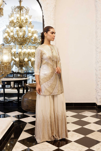Sharara Set in Wave pattern sheeted Sequin embroidery