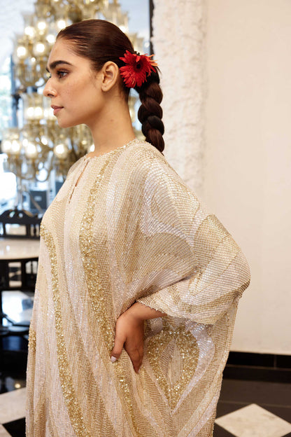 Kaftan Set in Wave design sheeted Sequin Embroidery