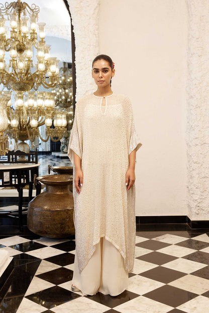 Kaftan Set in Side sheeting sequin embroidery